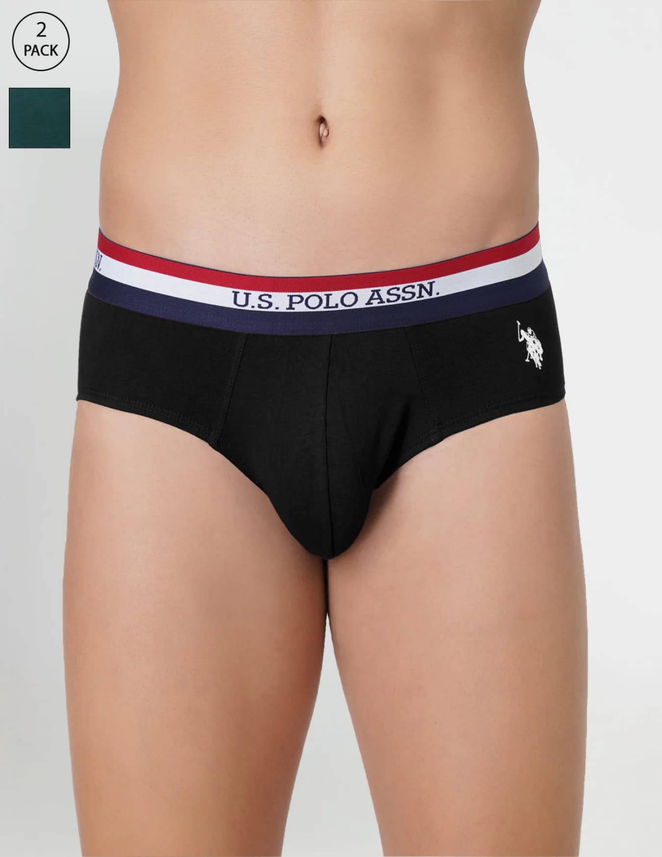 Men's Multicolor Regular Fit Mid Rise Briefs - Pack of 2