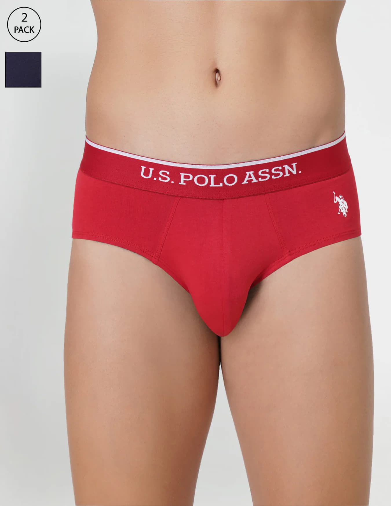 Men's Navy Regular Fit Mid Rise Briefs - Pack of 2
