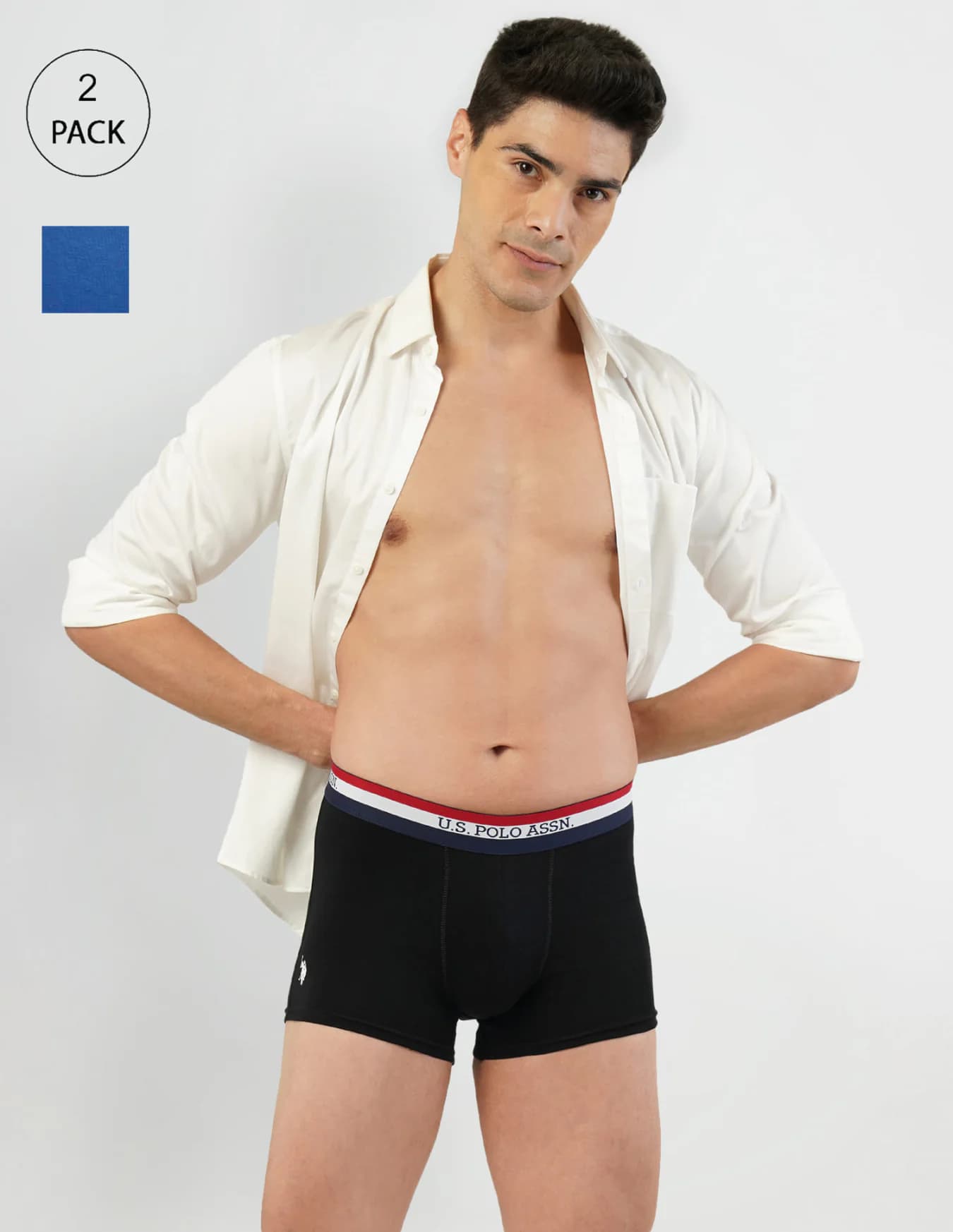 Men's Multicolor Regular Fit Mid Rise Trunks - Pack of 2