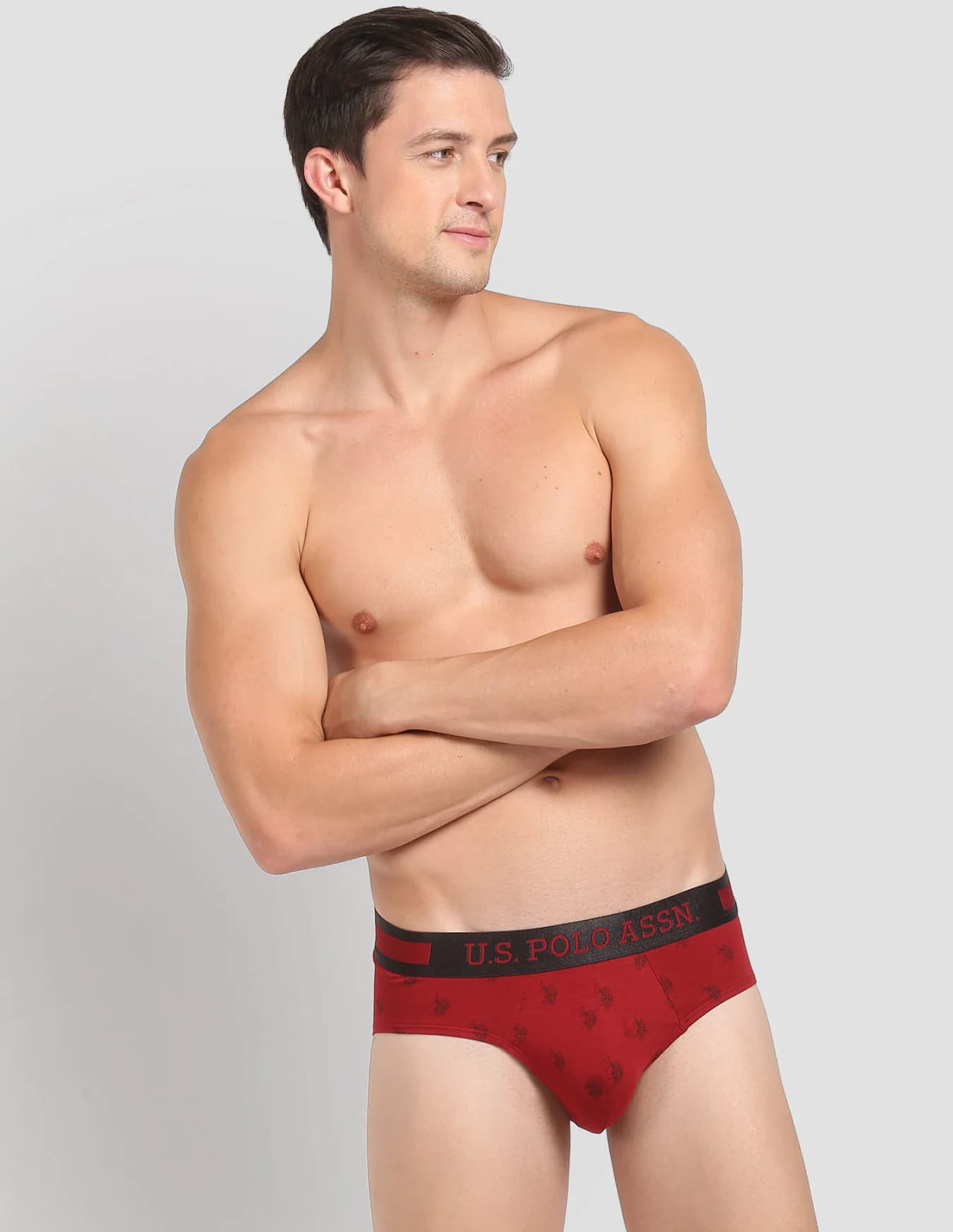 Men's Red Regular Fit Mid Rise Briefs