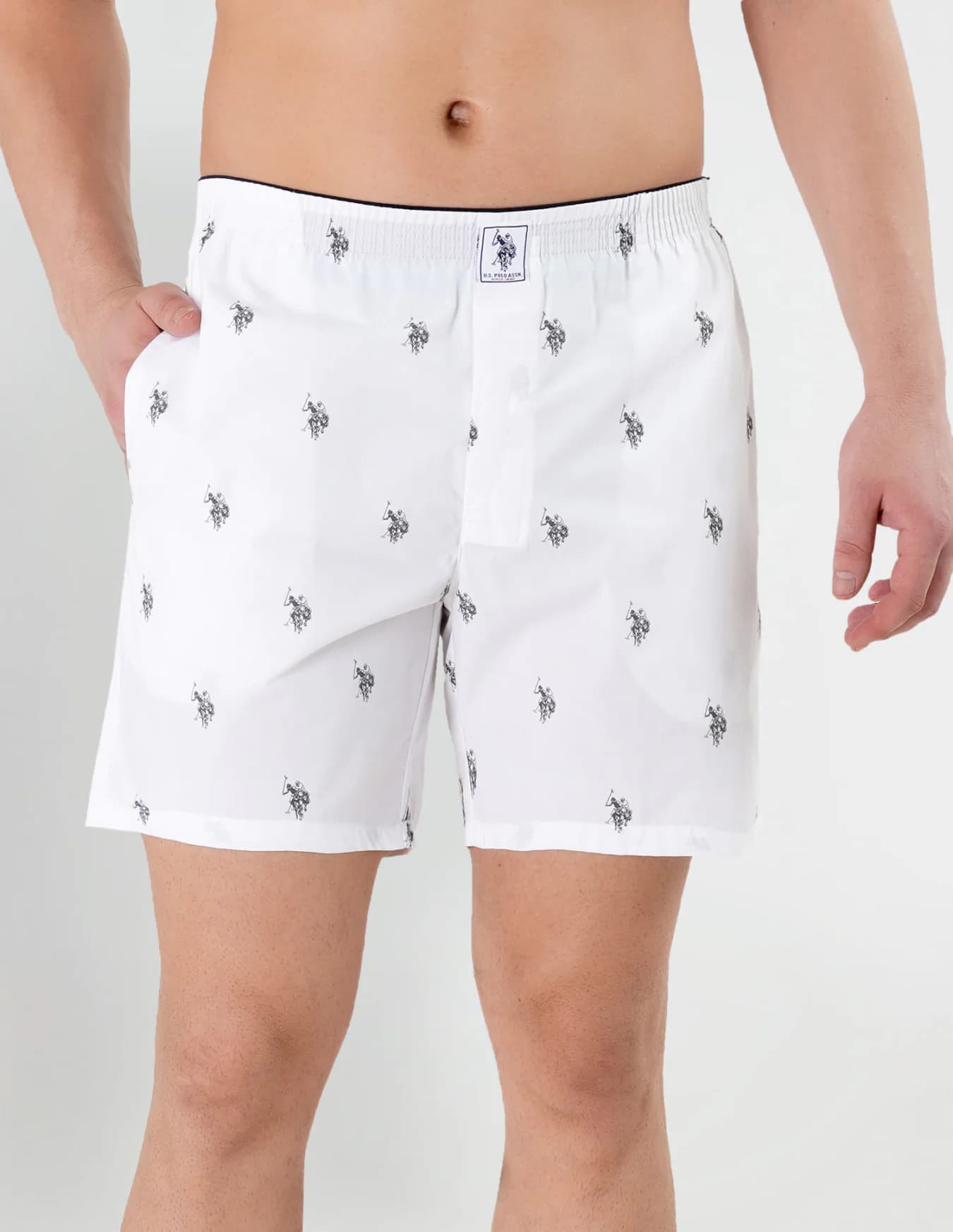 Men's White Regular Fit Mid Rise Boxers