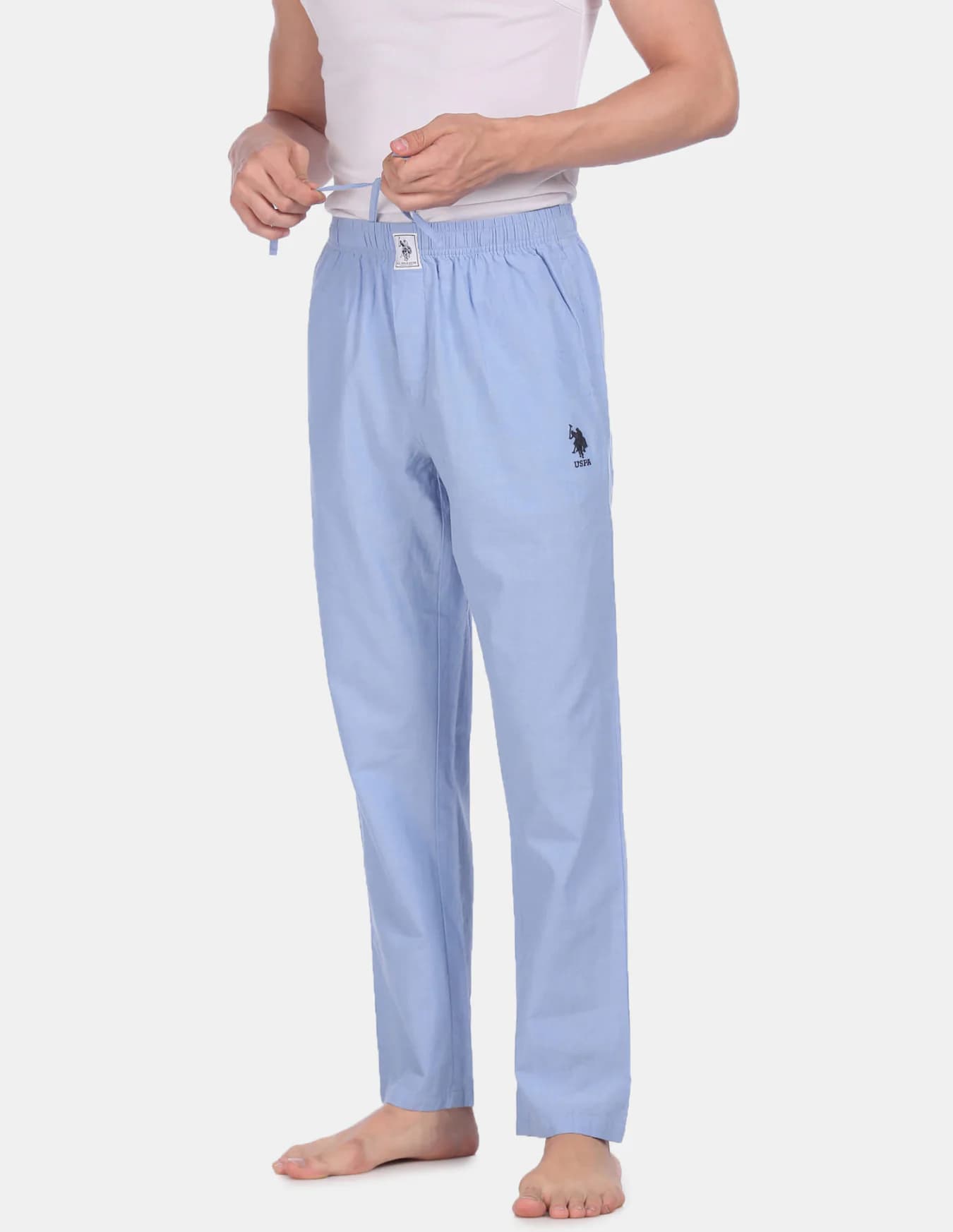 Men's Blue Straight Fit Mid Rise Pyjama