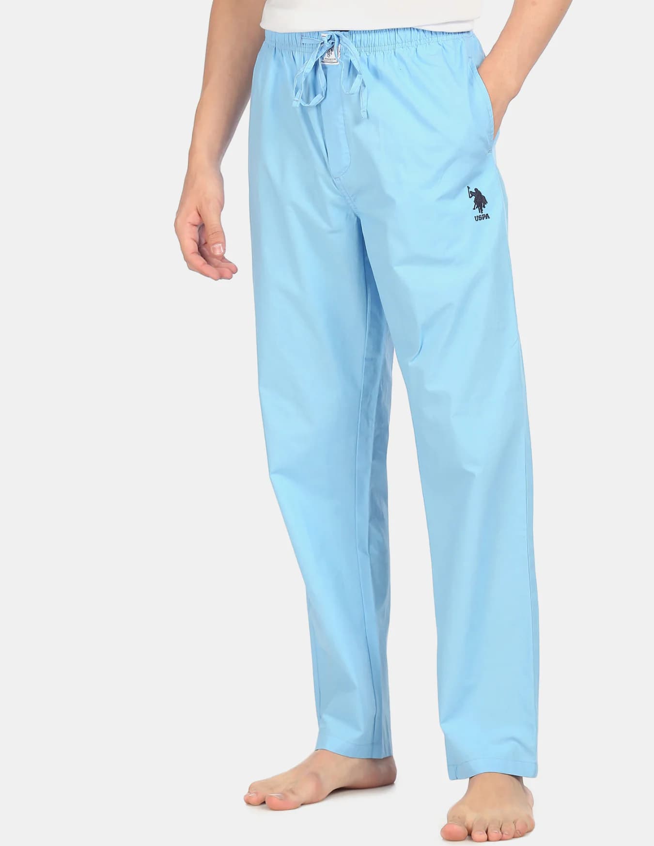 Men's Blue Straight Fit Mid Rise Pyjama