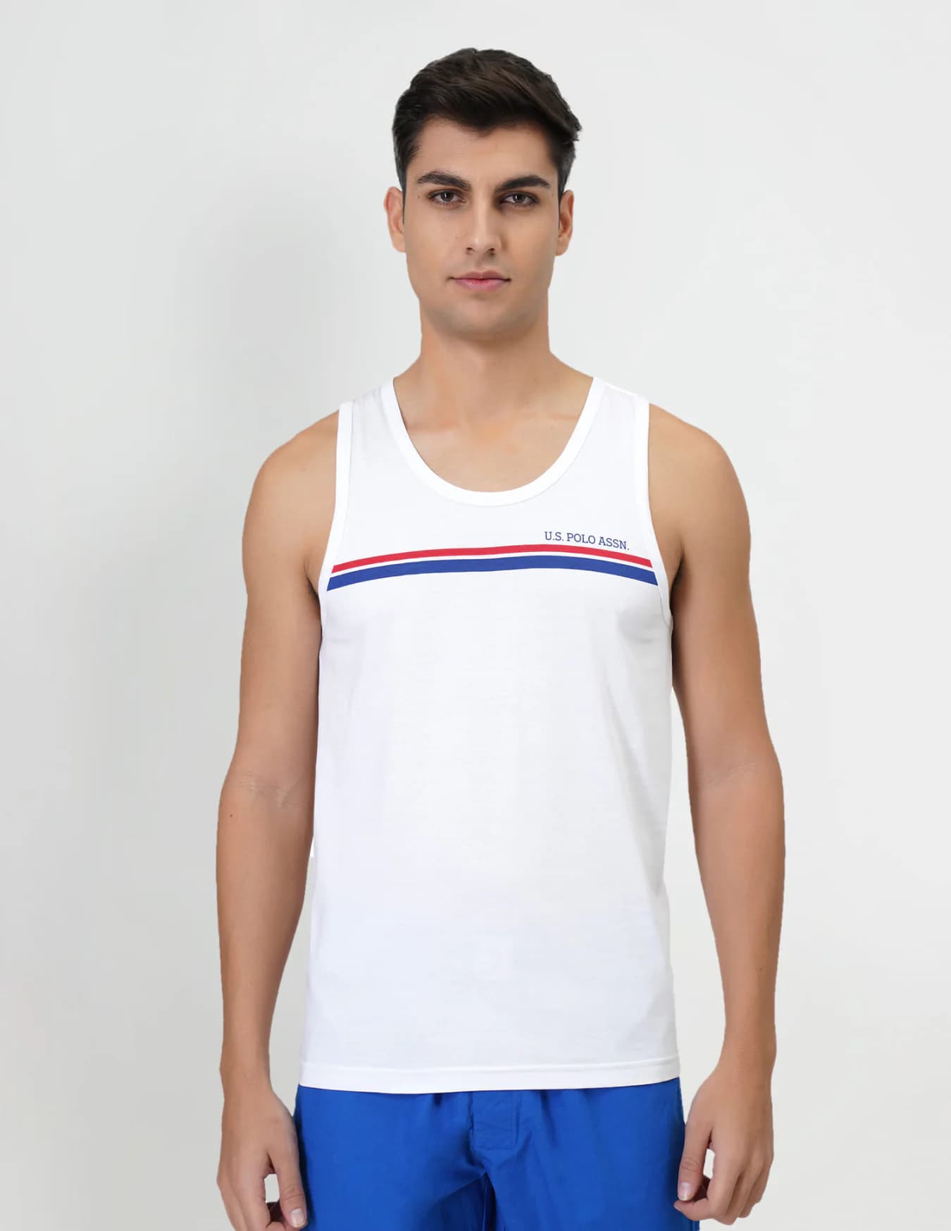 Men's White Casual Regular Fit Sleeveless Scoop Neck Cotton Vest