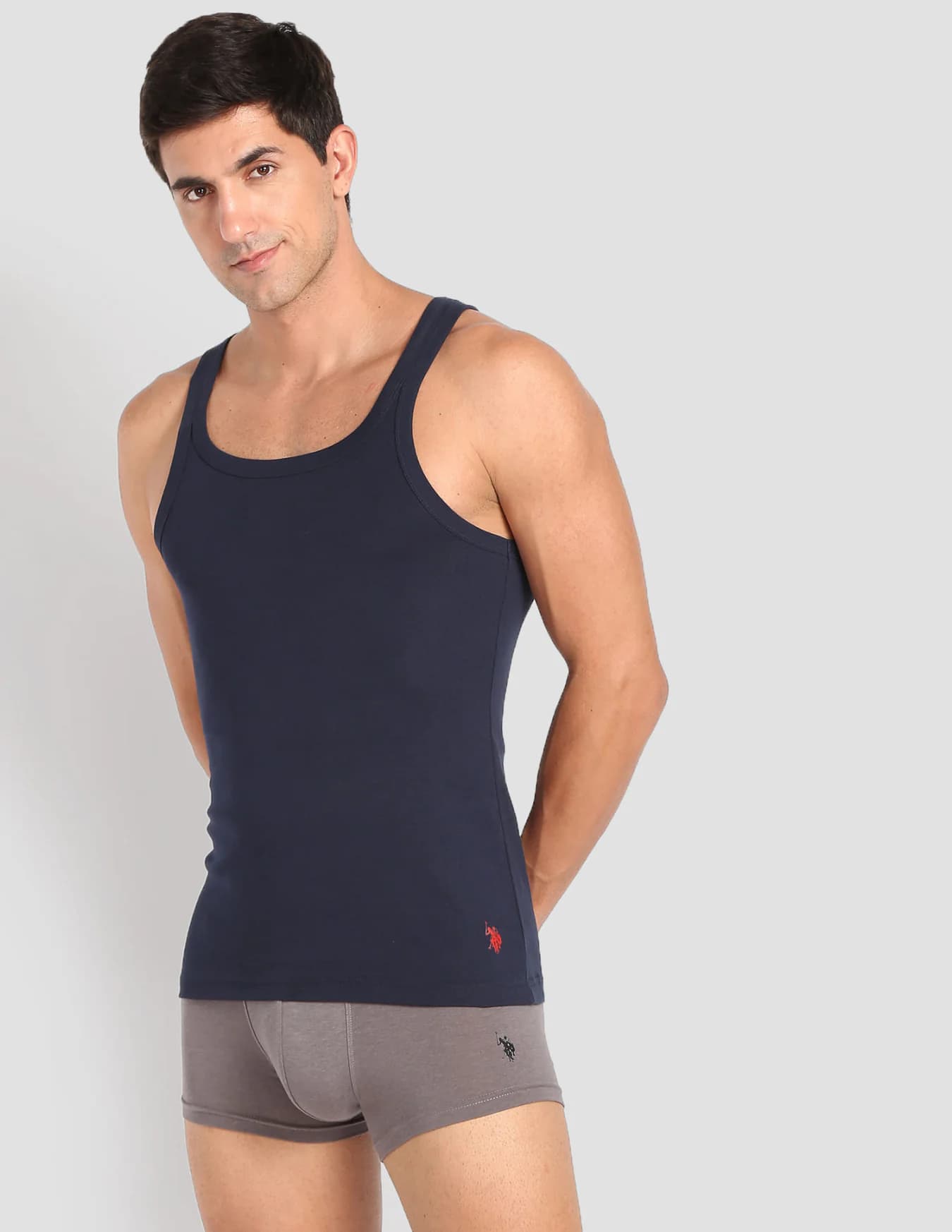 Men's Navy Regular Fit Sleeveless Scoop Neck Innerwear Cotton Vest