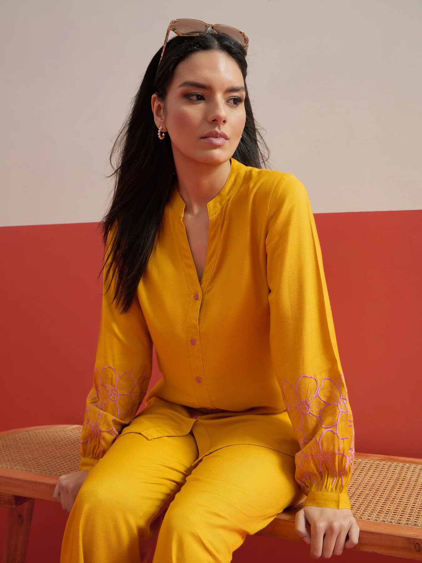 Women's Yellow Festive Full Sleeves Co-ords Set