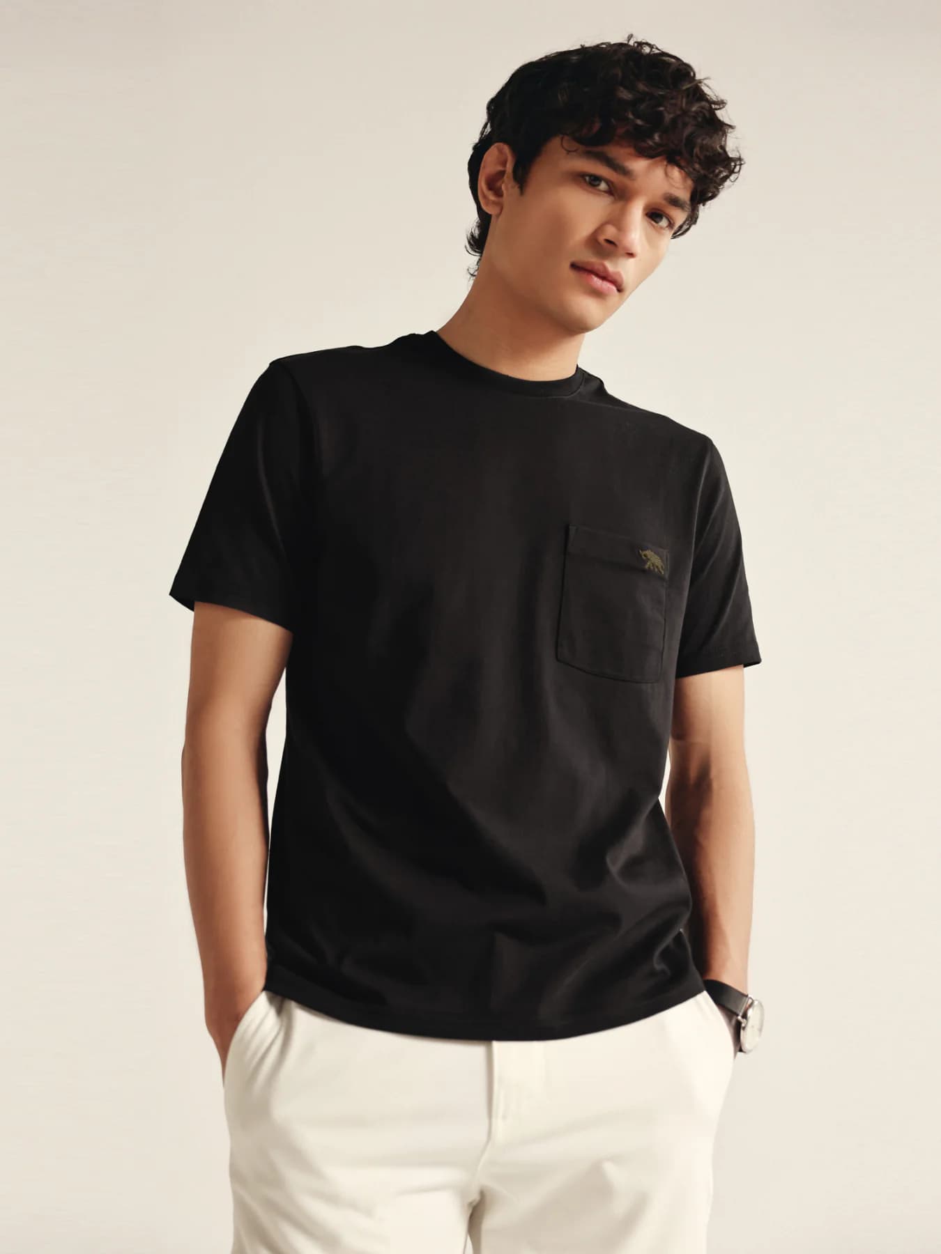 Men's Black Casual Regular Fit Solid Half Sleeves Tshirt
