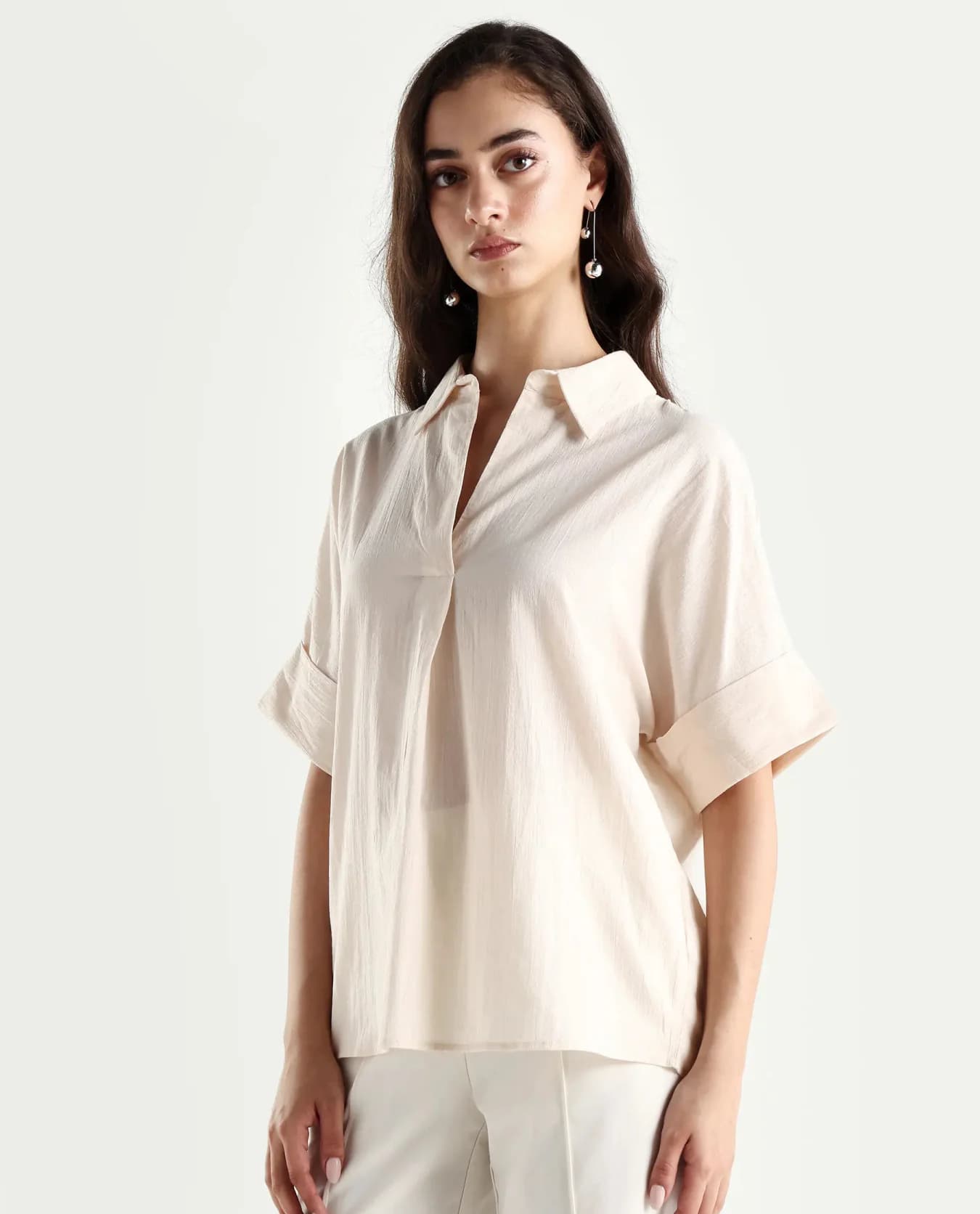 Women's White Casual Solid Regular Fit Shirt