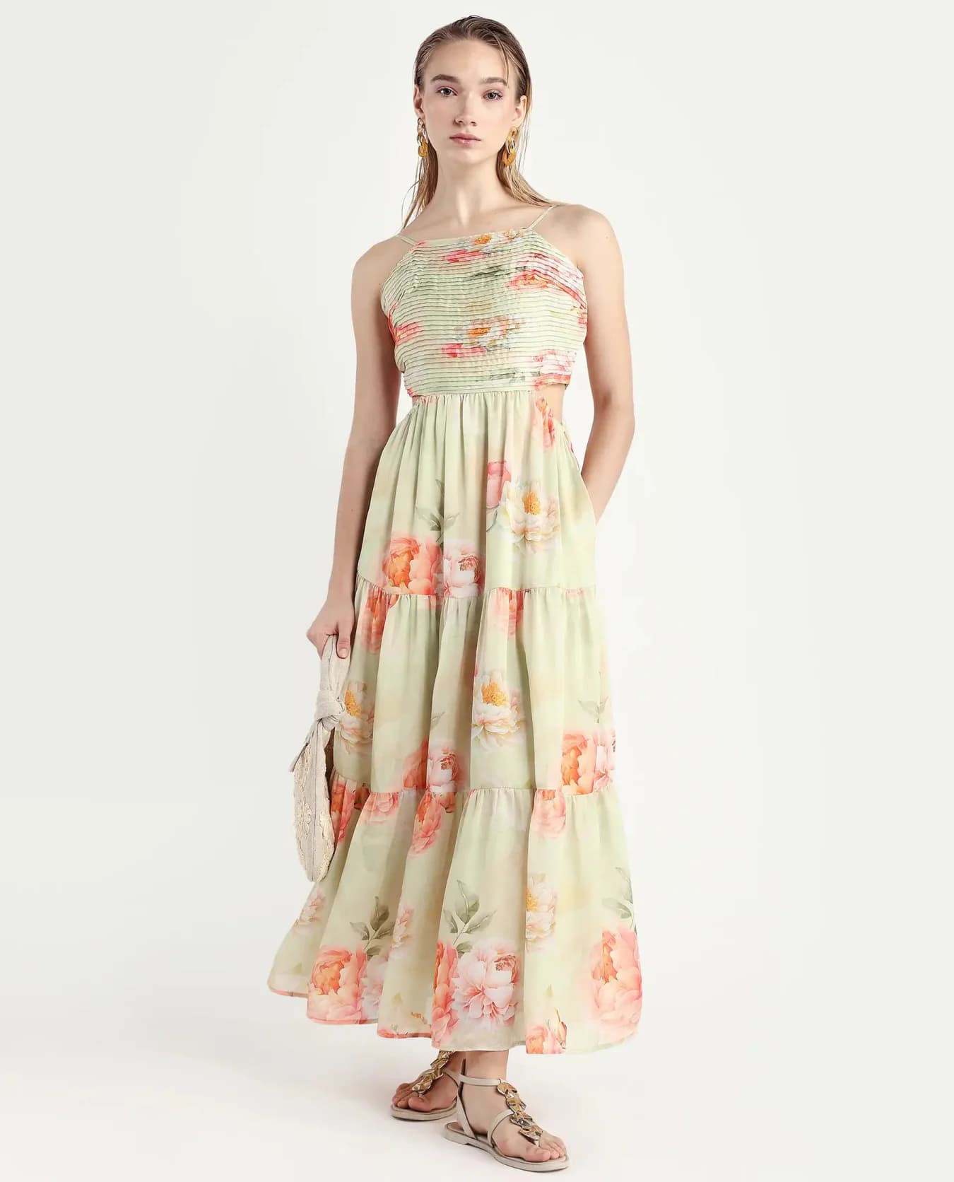 Women's Multicolor Casual Printed Fit & Flared Shoulder Strap Dress