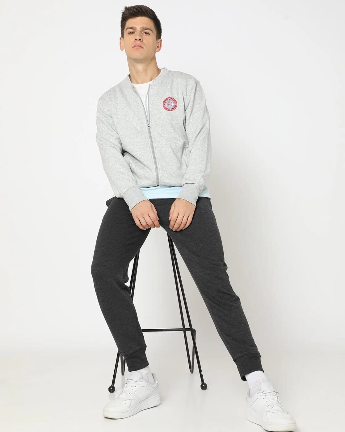 Men's Grey Casual Regular Fit Full Sleeves Sweatshirt