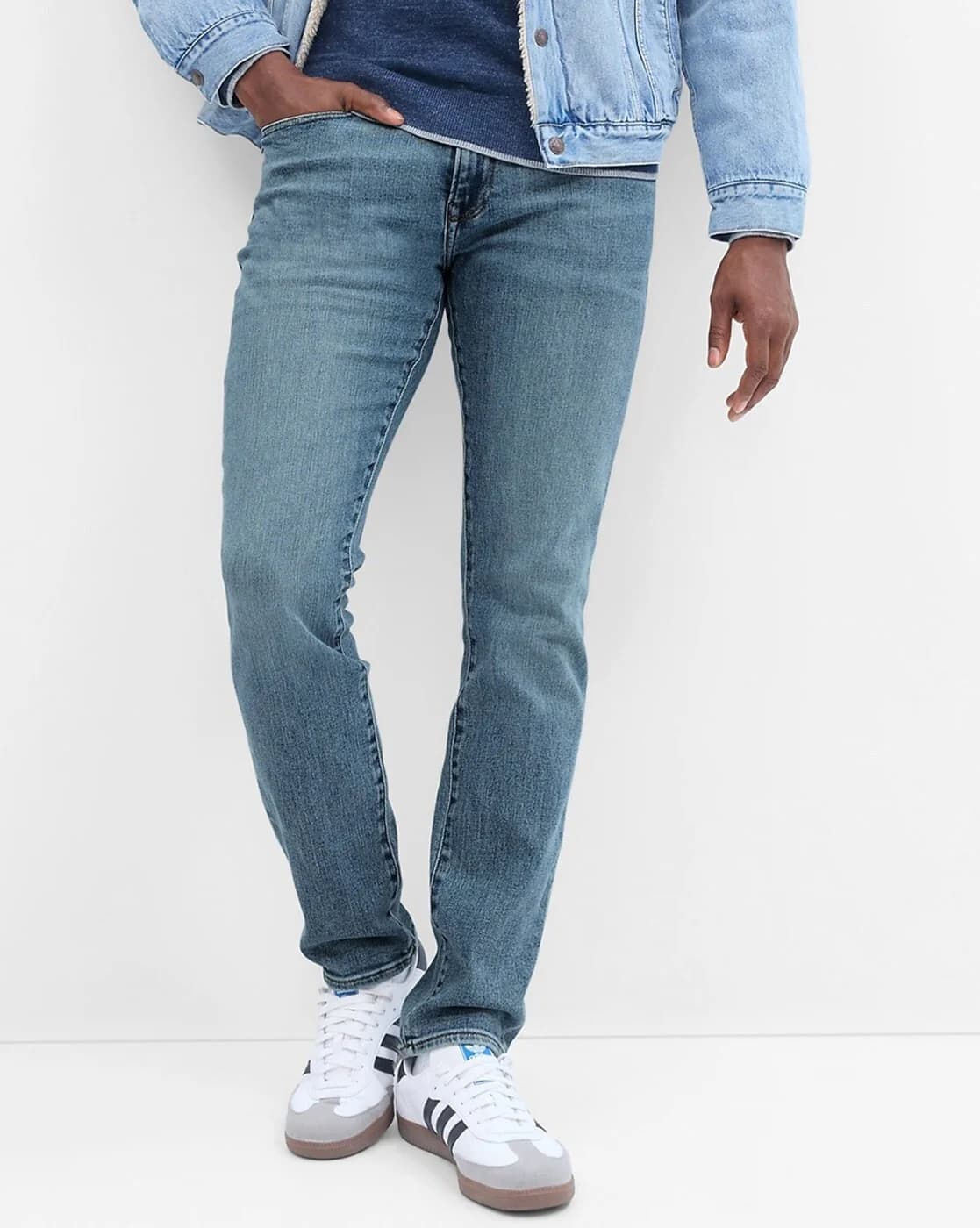 Men's Blue Casual Skinny Fit Mid Rise Jeans