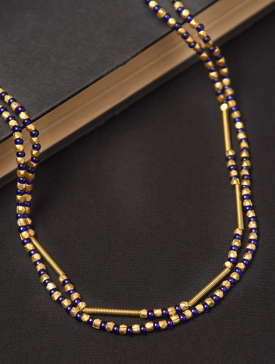 Women's Casual Wear Gold Plated Tarakashi Brass Layered Necklace