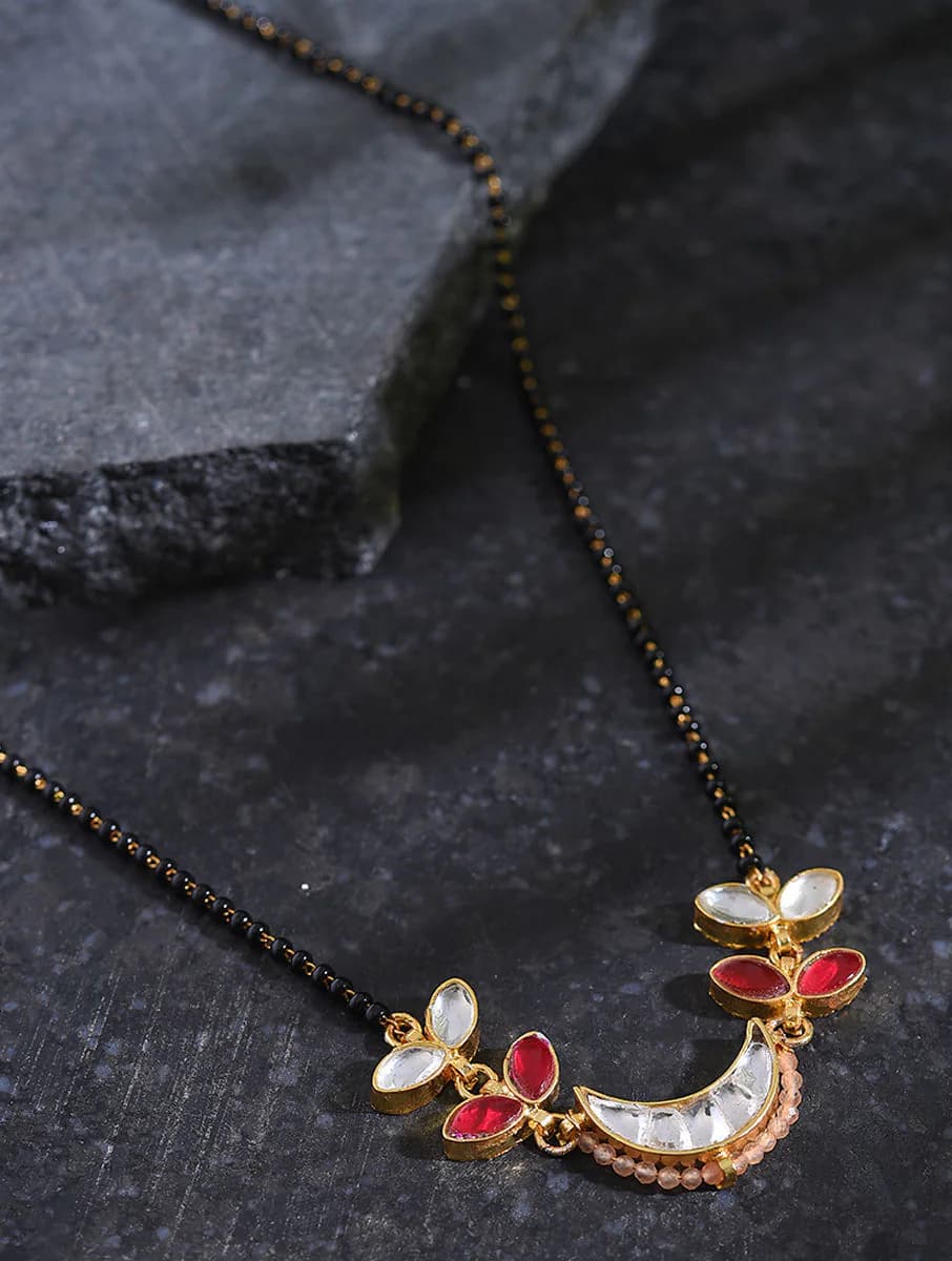 Women's Daily Wear Silver Plated Kundan Brass Mangalsutra
