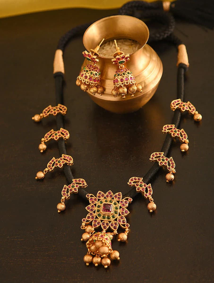 Women's Party Wear Gold Plated Temple Brass Necklace