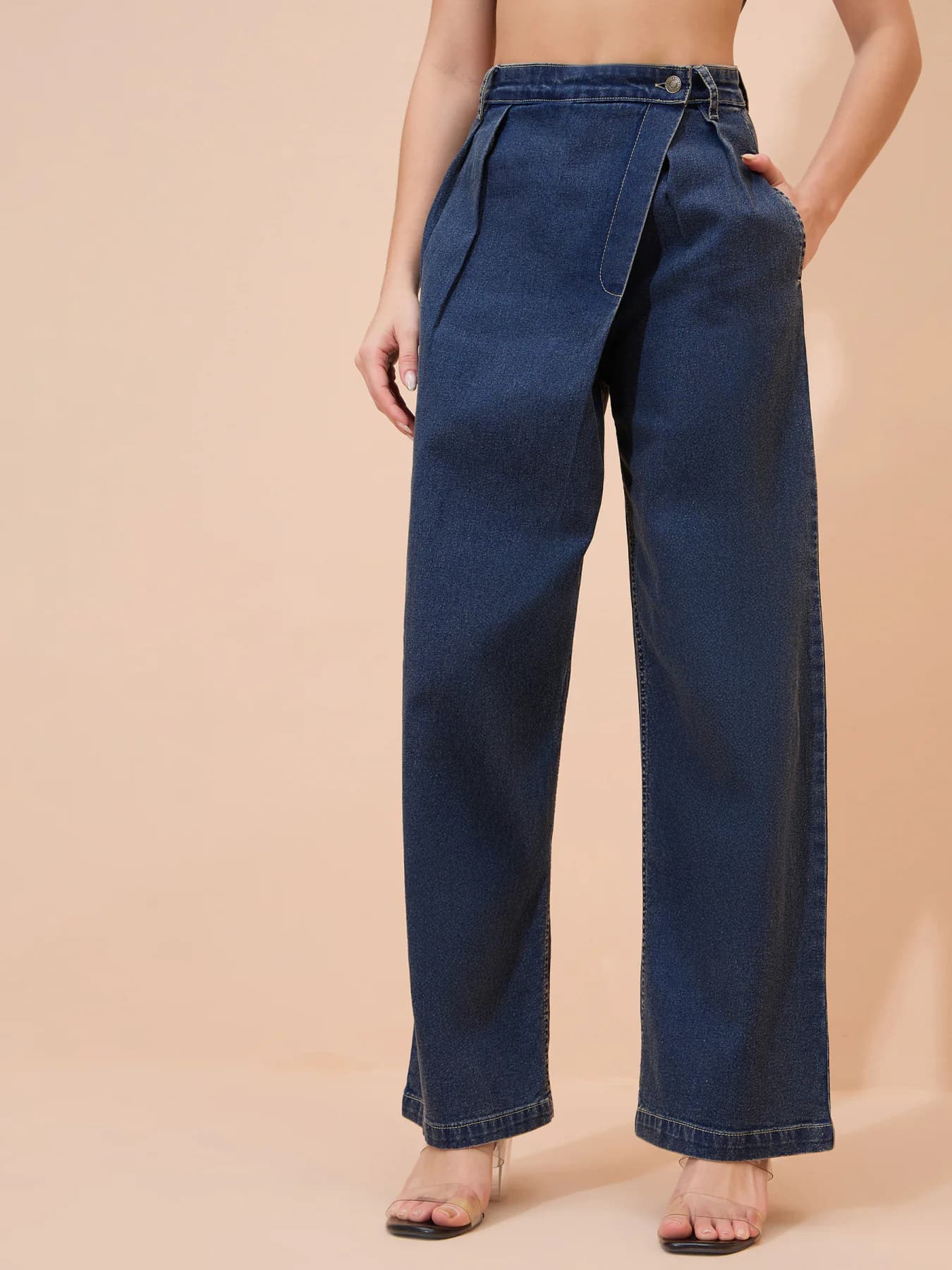 Women's Blue Casual Solid Straight Fit Jeans
