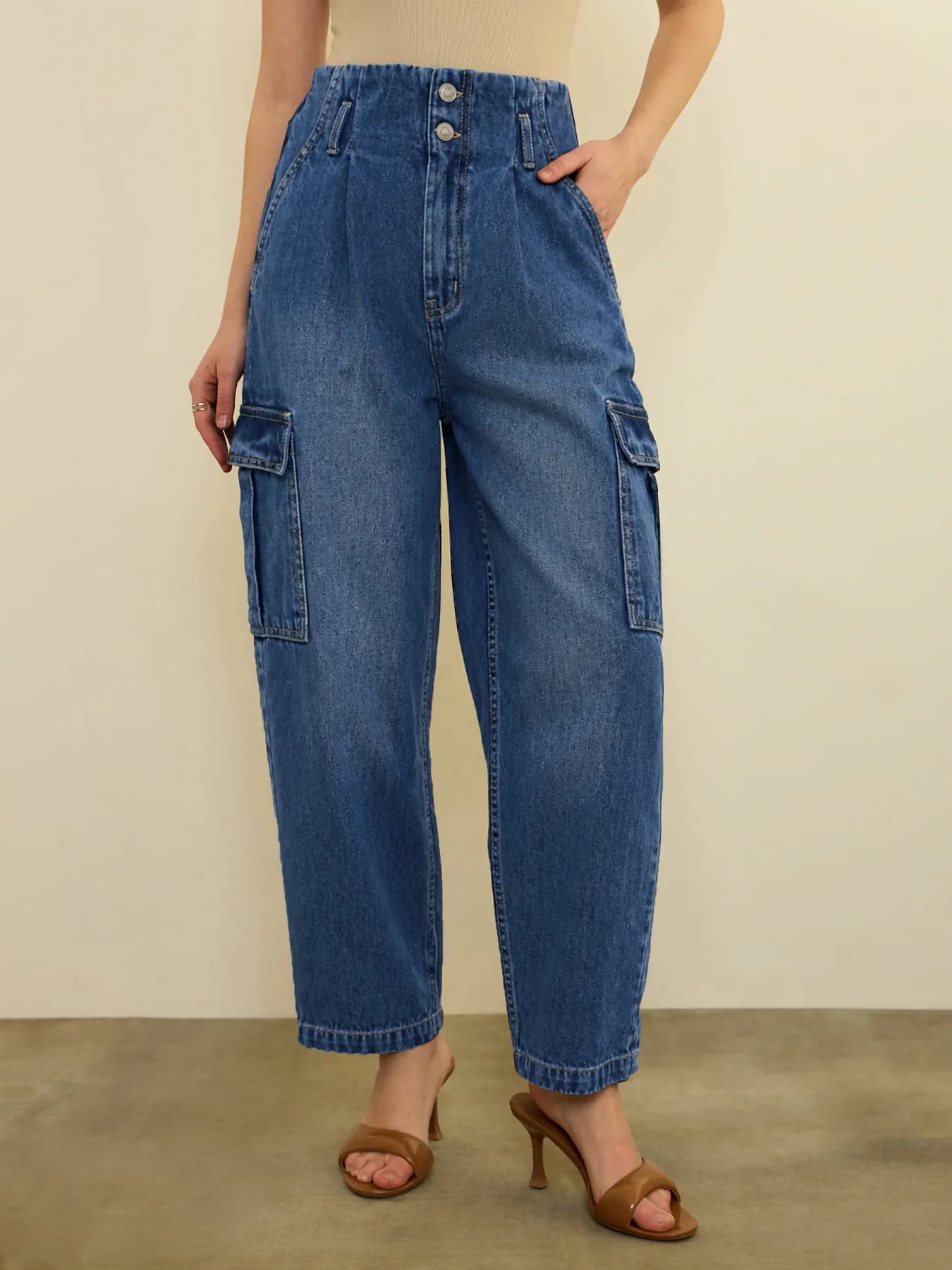 Women's Blue Casual Solid Baggy Fit Jeans