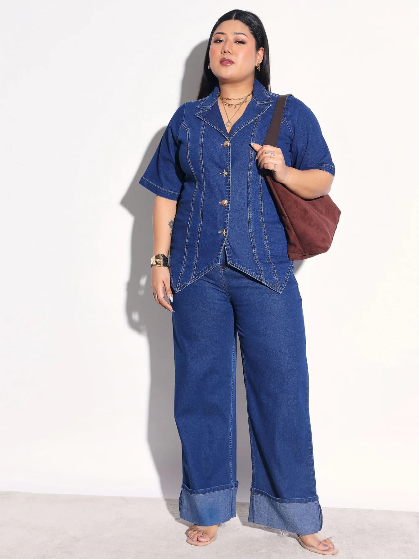 Women's Navy Casual Solid Regular Fit Co-ords Set