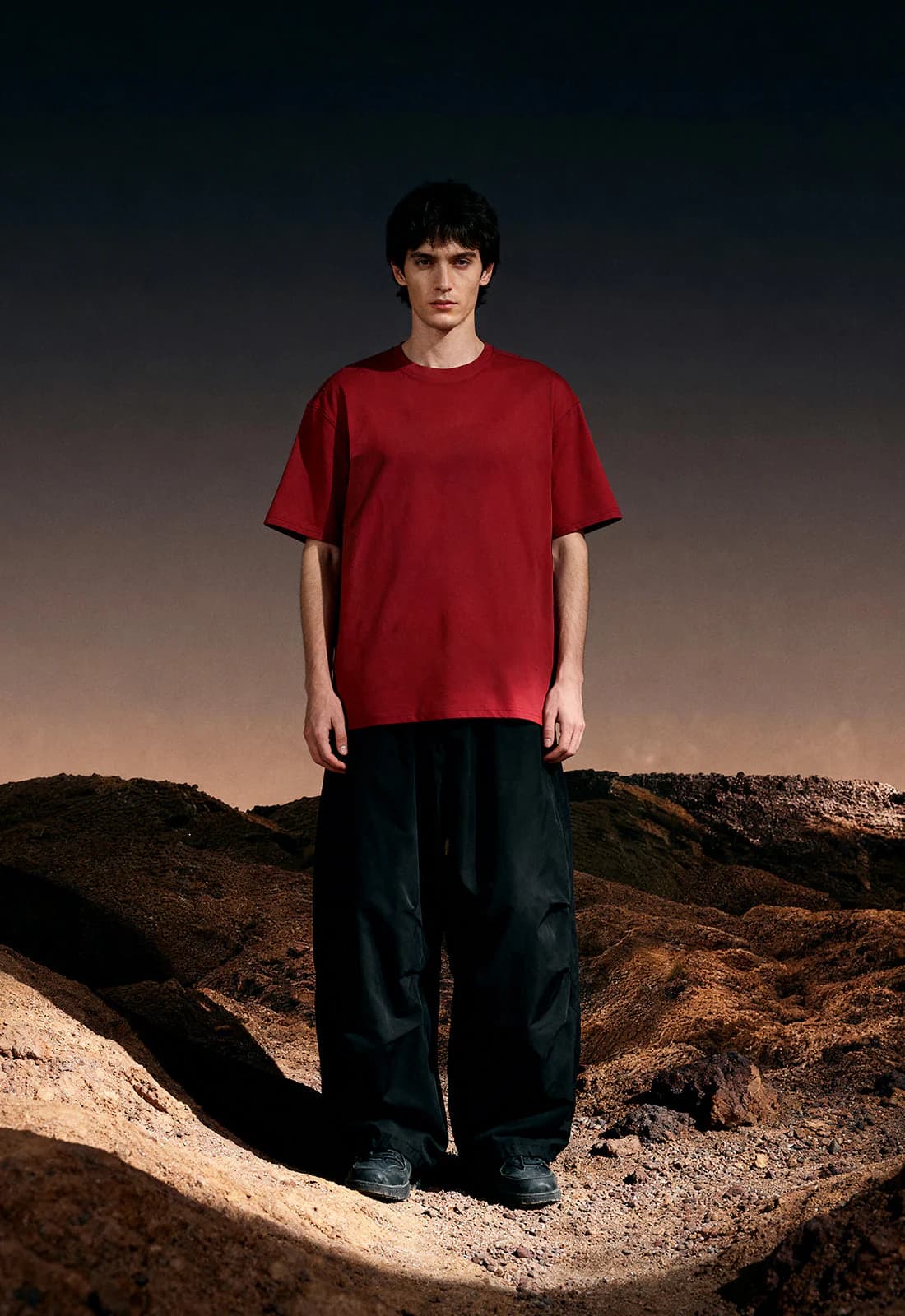 Men's Red Casual Oversized Fit Half Sleeves Cotton Tshirt