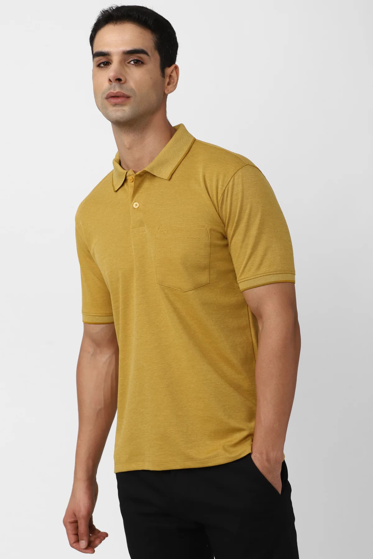 Men's Gold Casual Half Sleeves Regular Fit Polo Tshirt