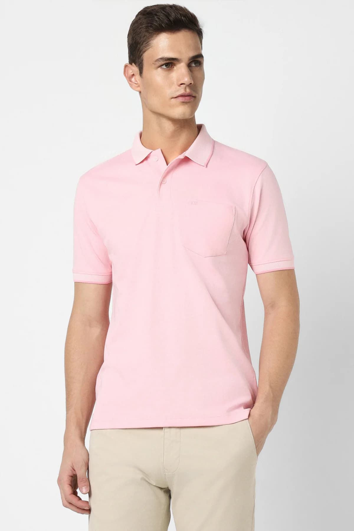 Men's Pink Casual Half Sleeves Regular Fit Polo Tshirt