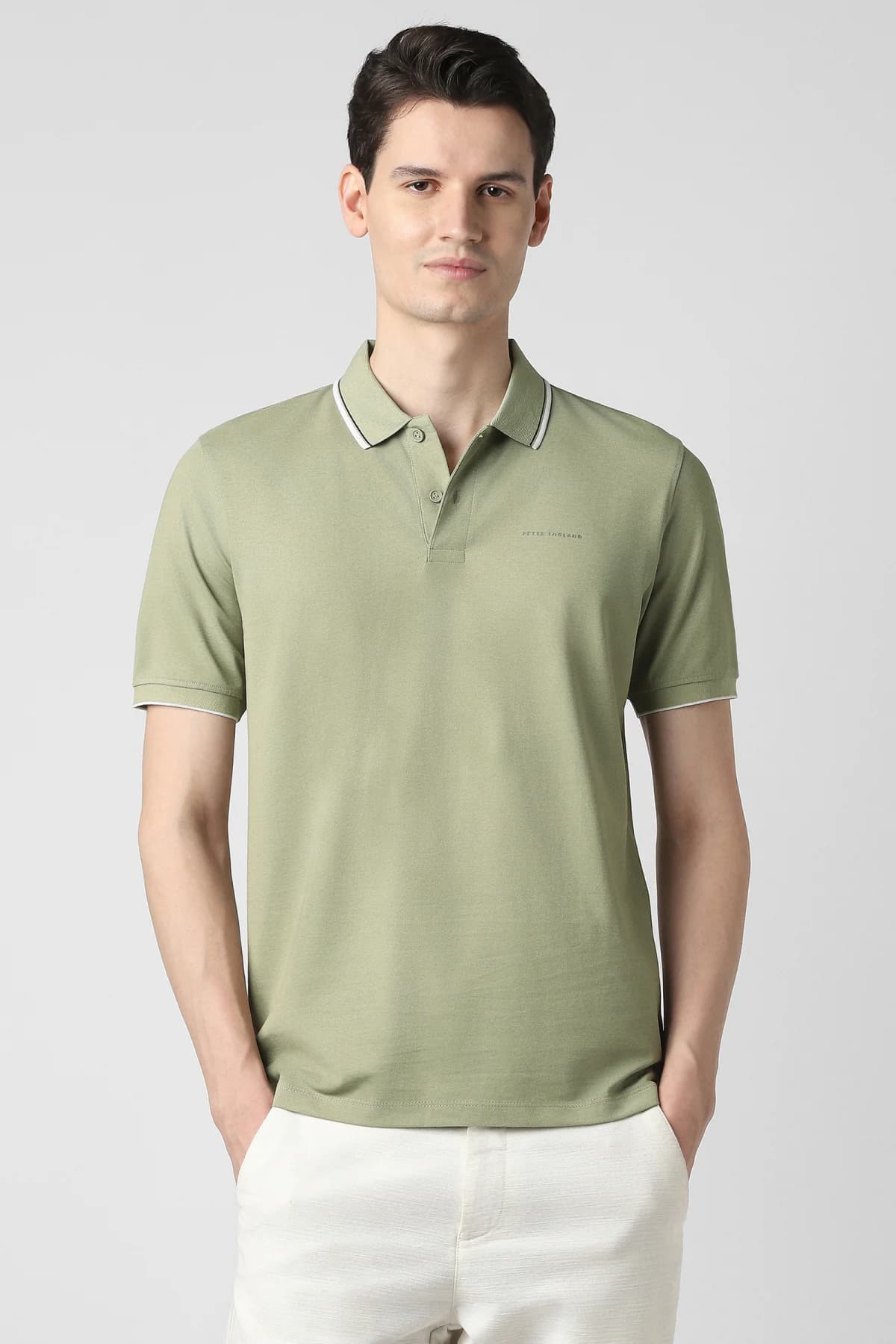 Men's Green Casual Half Sleeves Regular Fit Polo Tshirt