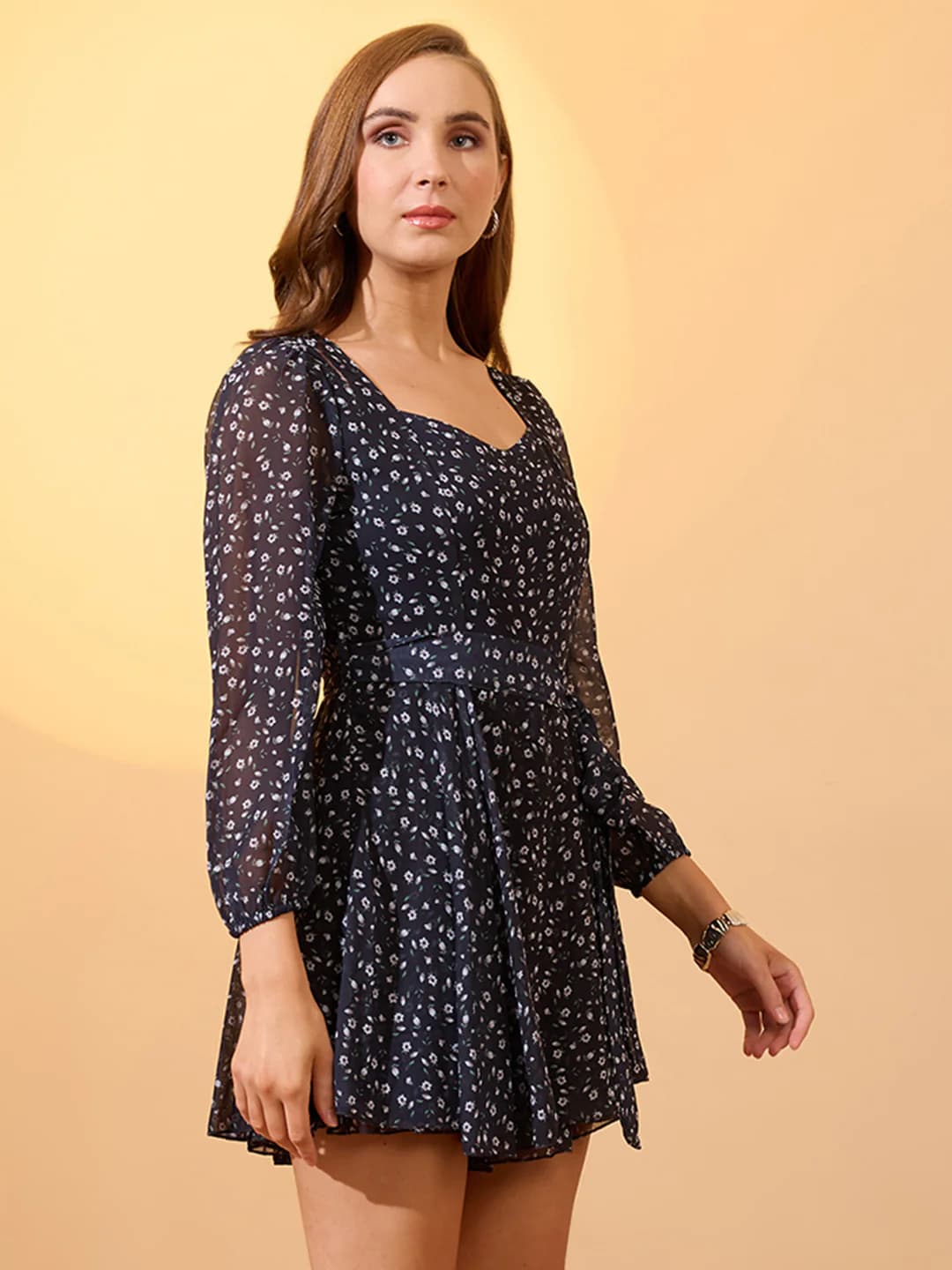Women's Black Casual Floral Sweetheart Neck Jumpsuit