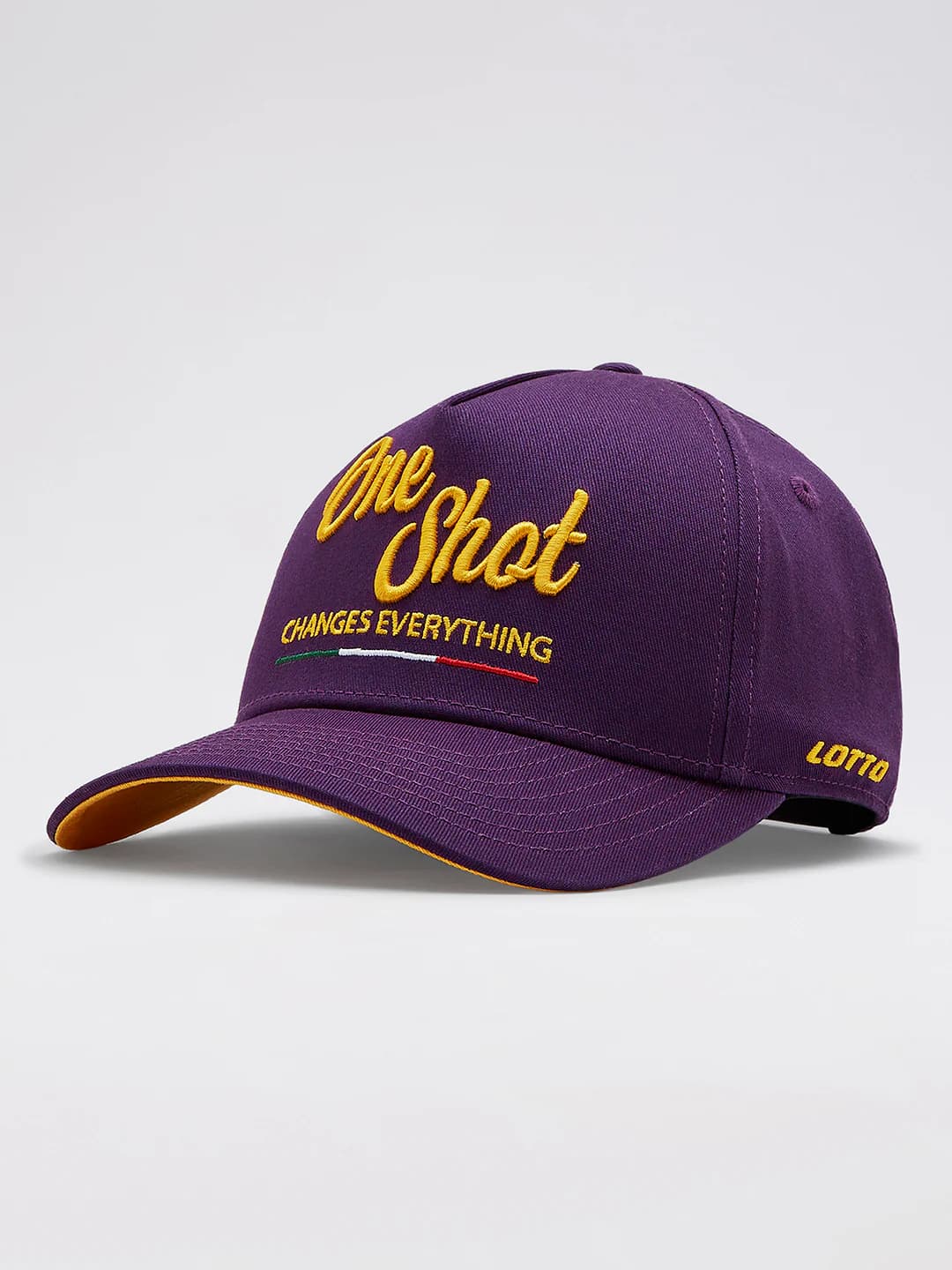 Unisex Purple & Yellow Courtline Embroidered One Shot 5 Panel Baseball Cap