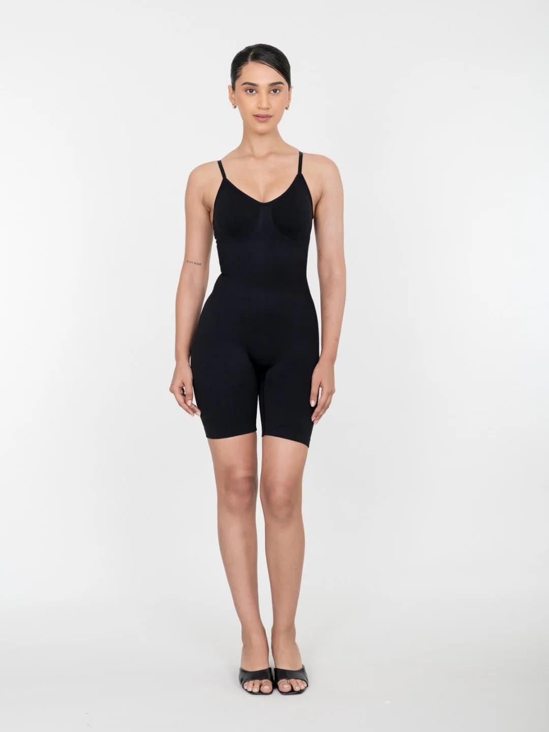 Women's Black Mid Thigh Bodysuits - Body Shaper