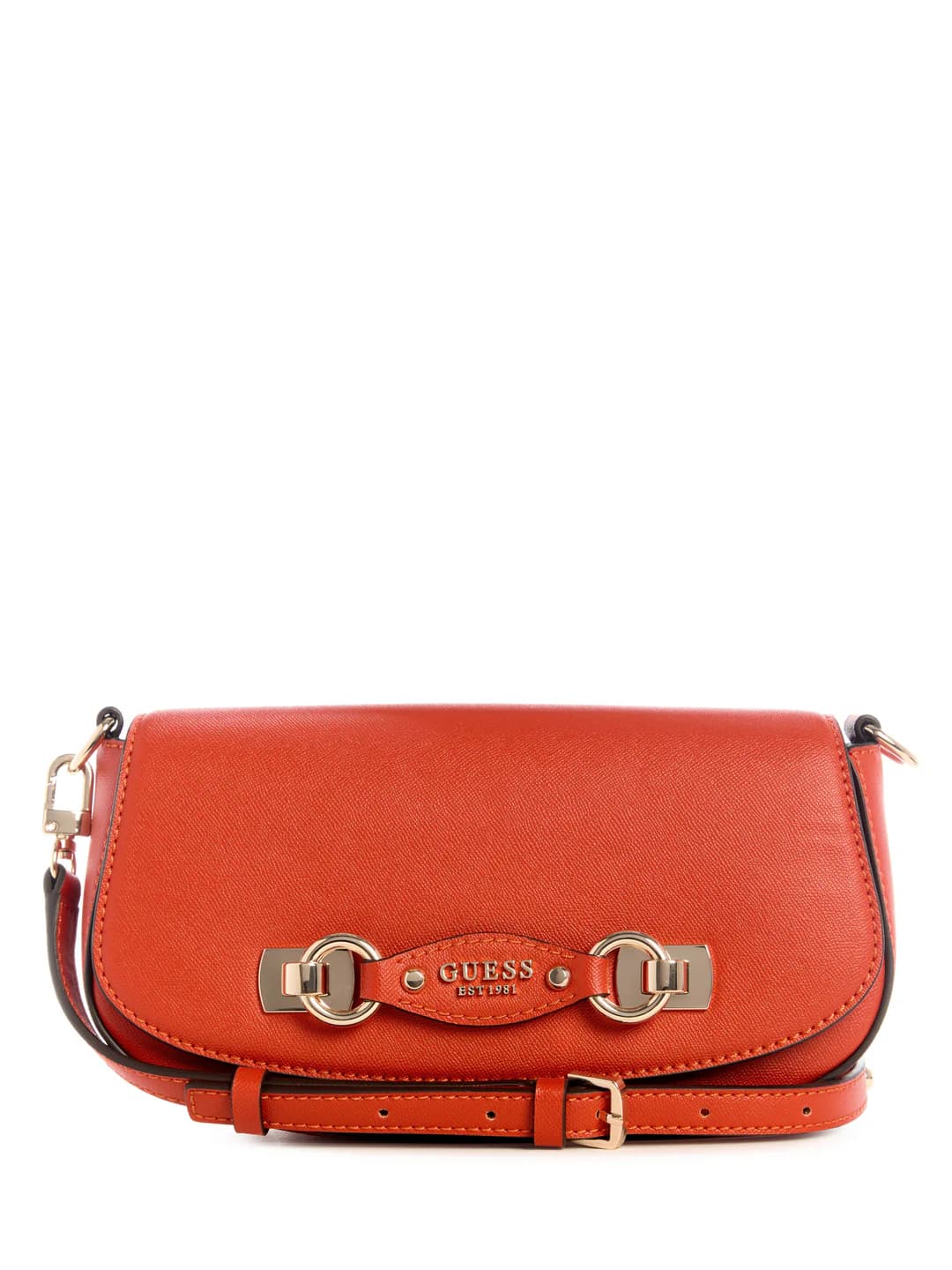 Women's Orange Chili Textured Mimina Flap Crossbody Bag