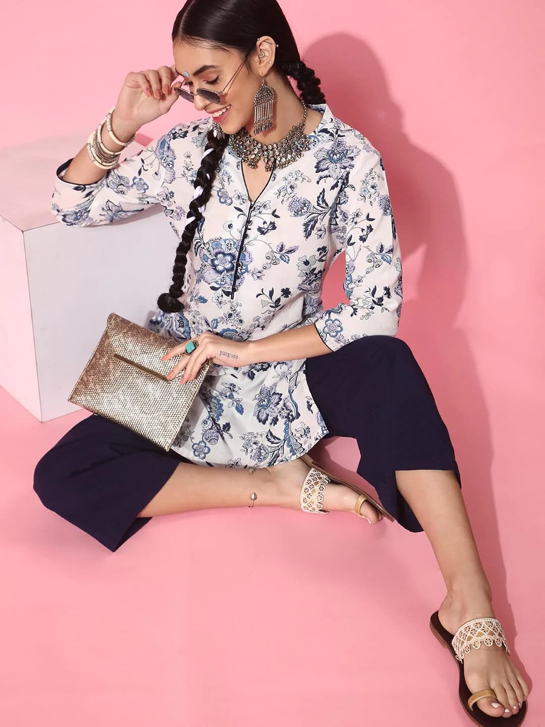 Women's White Casual Classic Pure Cotton Kurti