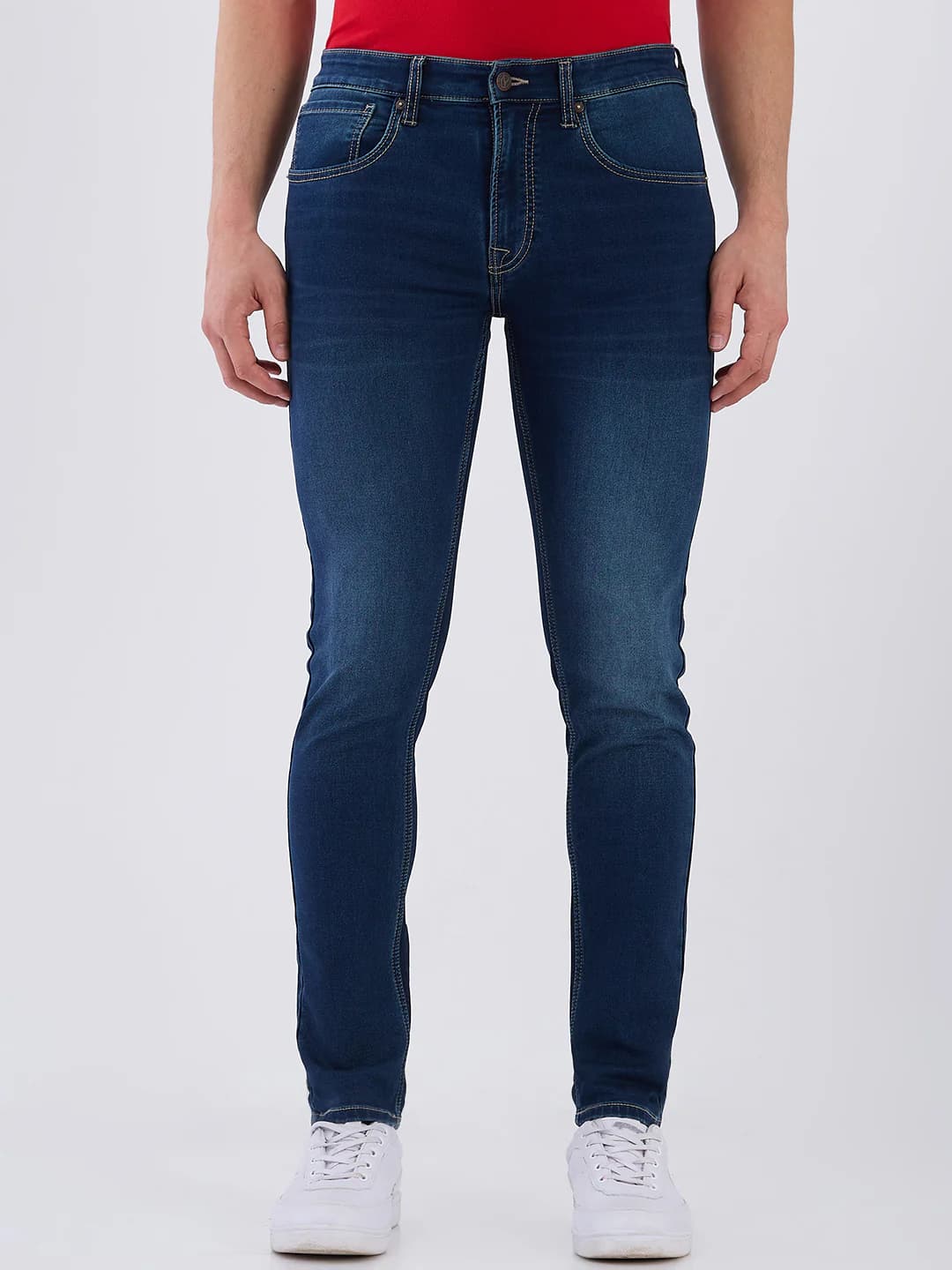 Men's Blue Casual Solid Regular Fit Mid Rise Jeans