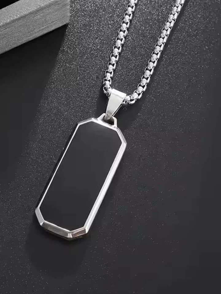 Men's and Boys Black Hawk Crest - Pure Stainless Steel 24 Inch Round Box Chain