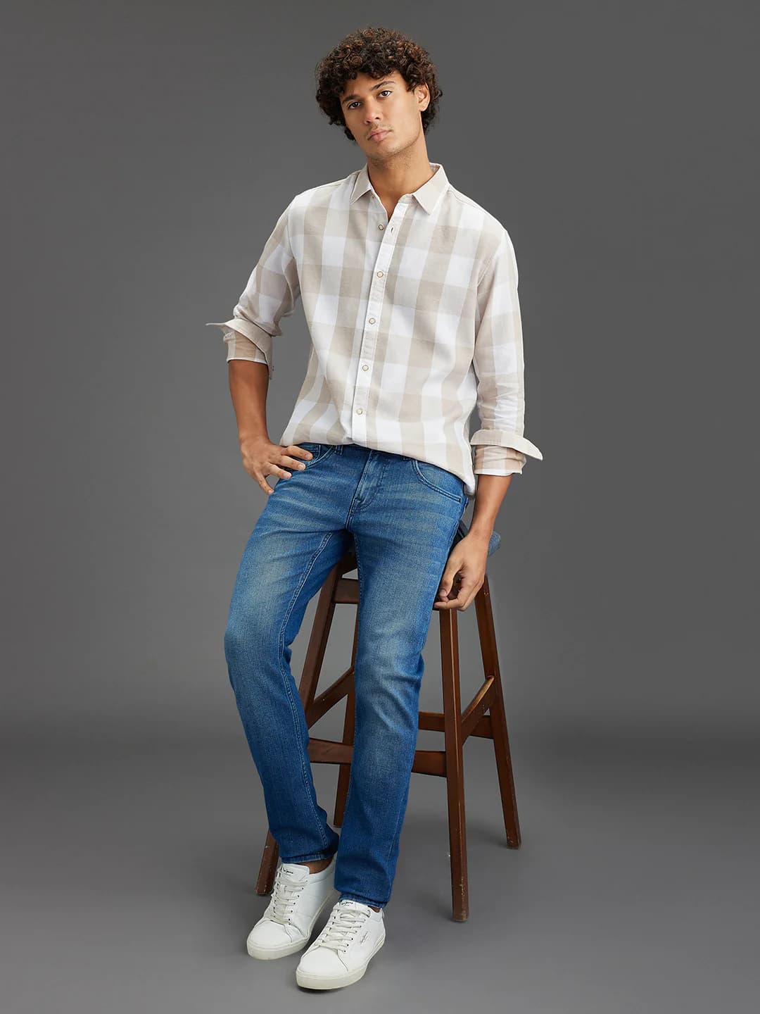 Men's Beige Casual Full Sleeves Shirt