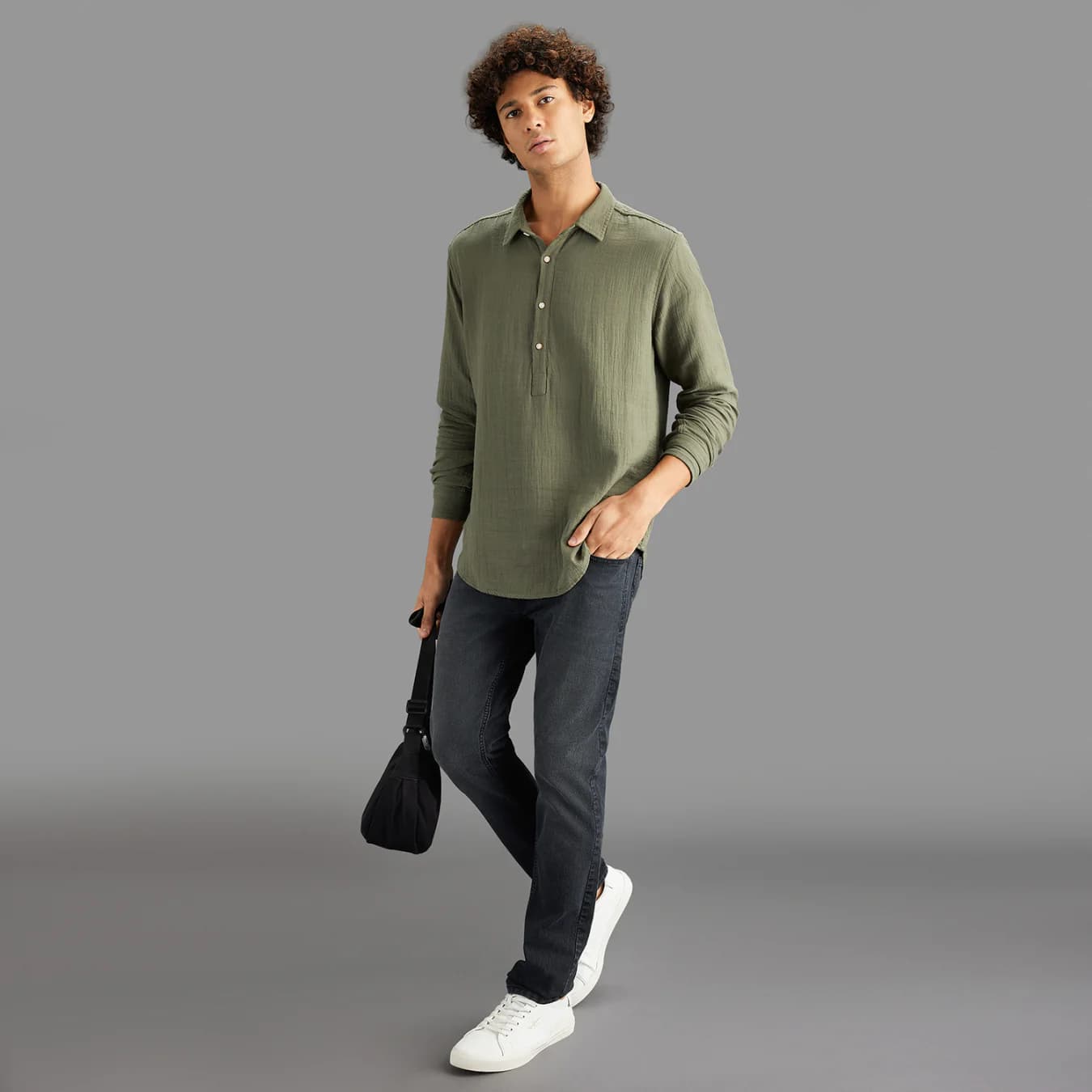 Men's Green Casual Full Sleeves Shirt