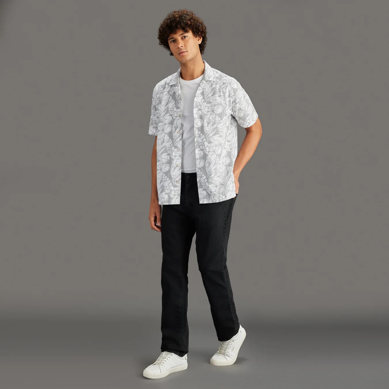 Men's Grey Casual Half Sleeves Shirt