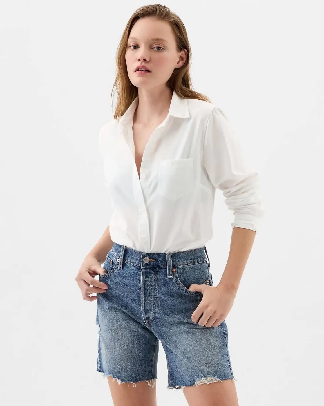 Women's White Casual Oversized Fit Full Sleeves Shirt