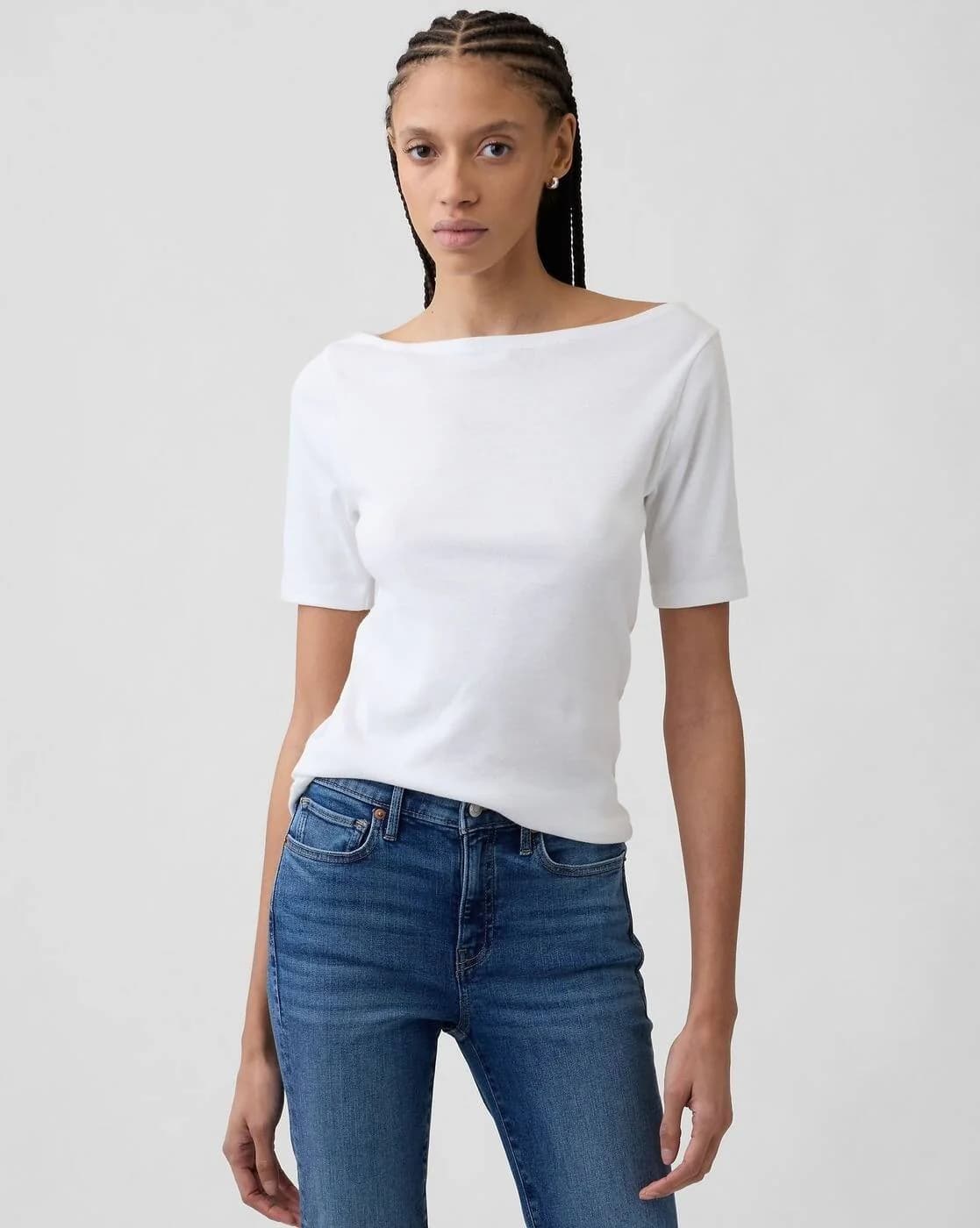 Women's White Casual Slim Fit Half Sleeves Tops