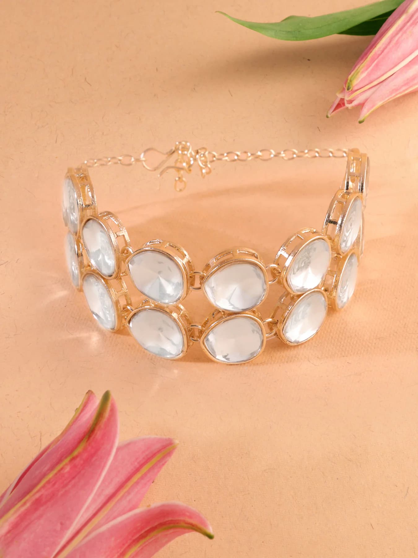 Women's Gold Tone Statement Stones Embellished Bracelet