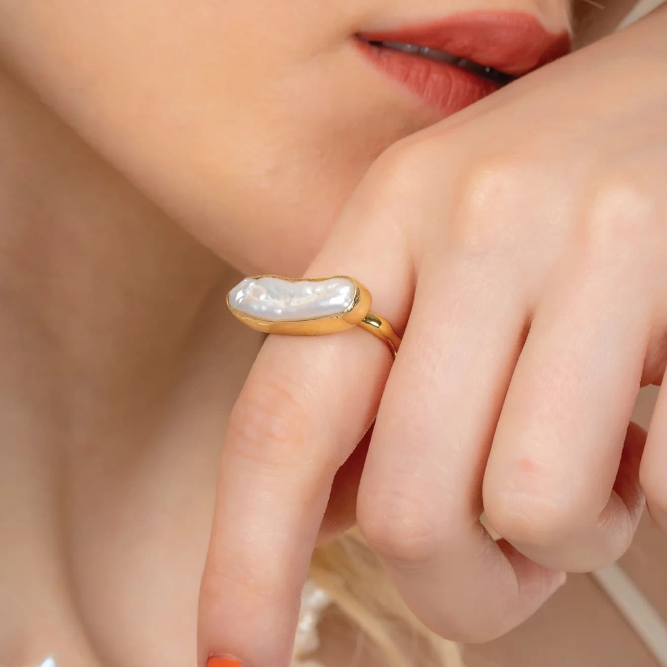 Women's White Baroque Reverie Ring