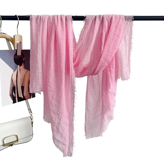 Women's Pink Solid Poly Cotton Scarf