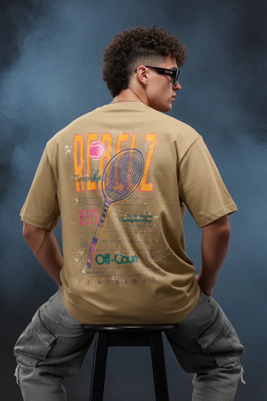 Men's Yellow Casual Oversized Fit Half Sleeves Printed Tshirt