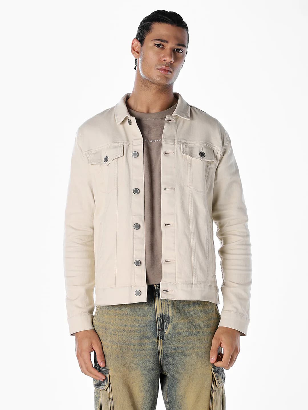 Men's Beige Casual Regular Fit Full Sleeves Jackets