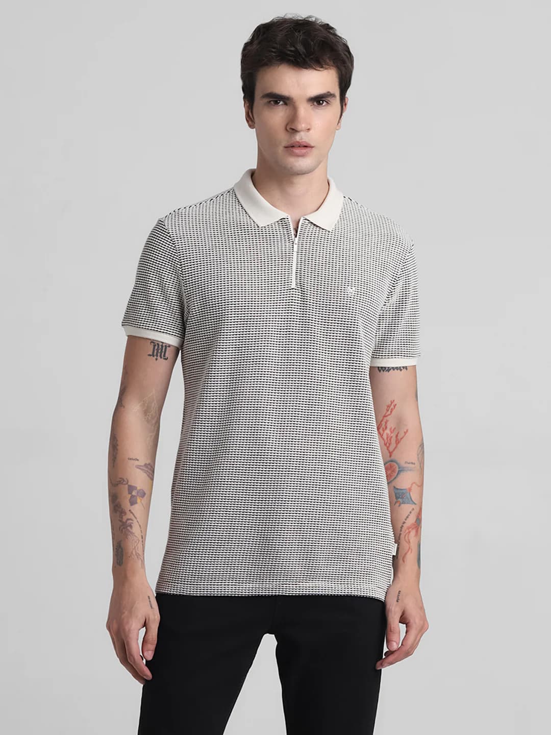 Men's Black Casual Regular Fit Half Sleeves Polo Tshirt