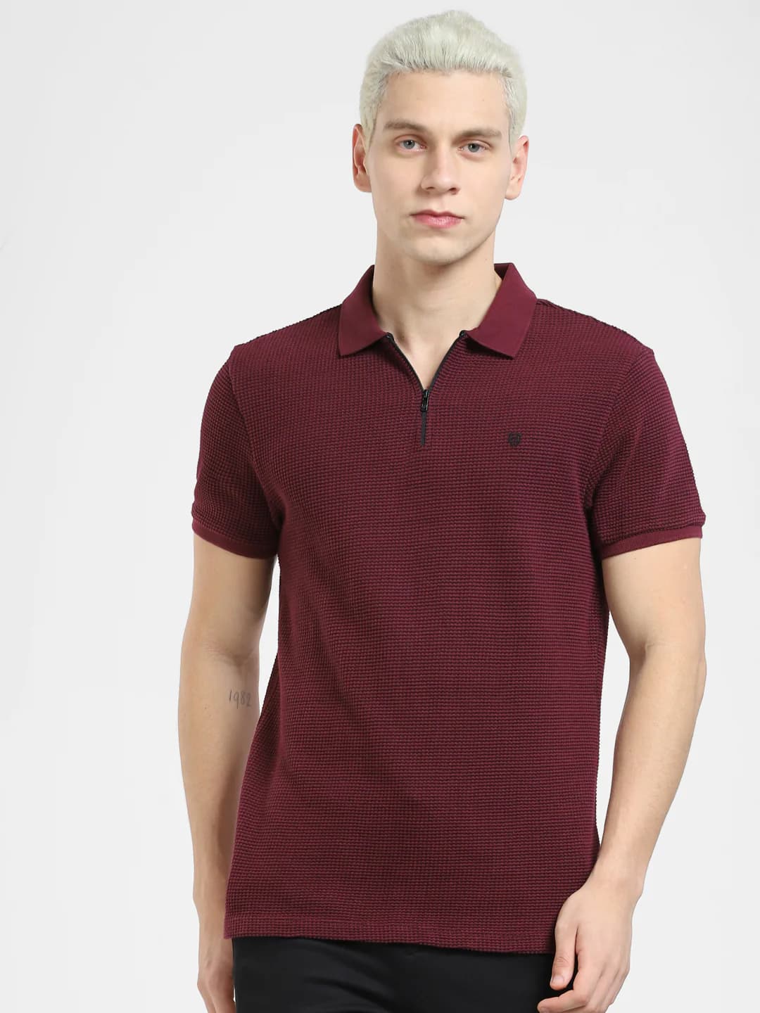 Men's Red Casual Regular Fit Half Sleeves Polo Tshirt