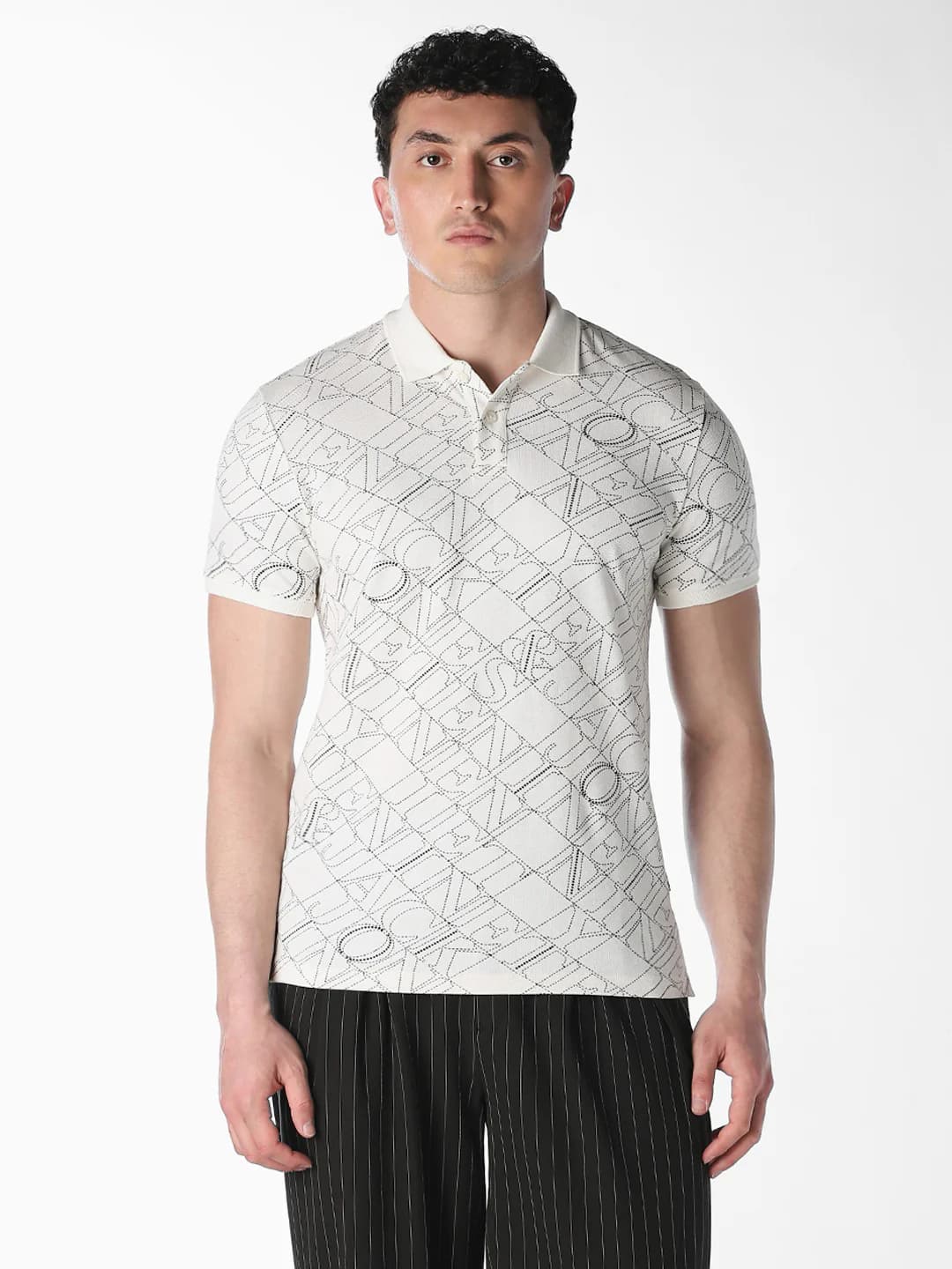 Men's White Casual Regular Fit Half Sleeves Polo Tshirt