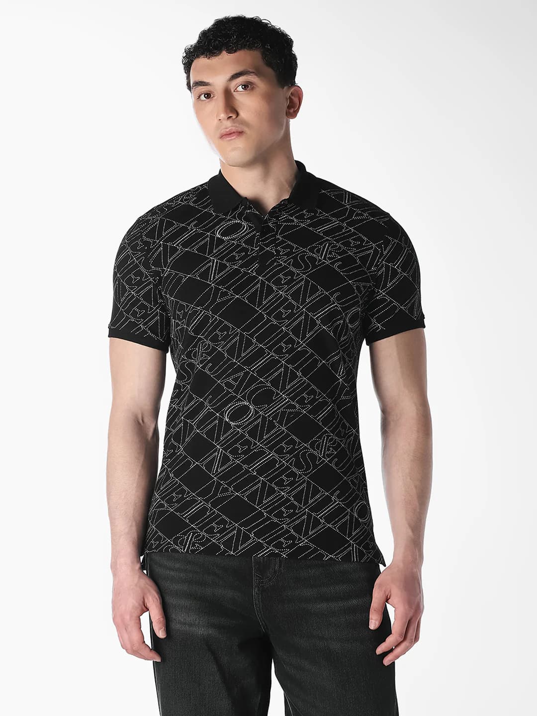 Men's Black Casual Regular Fit Half Sleeves Polo Tshirt