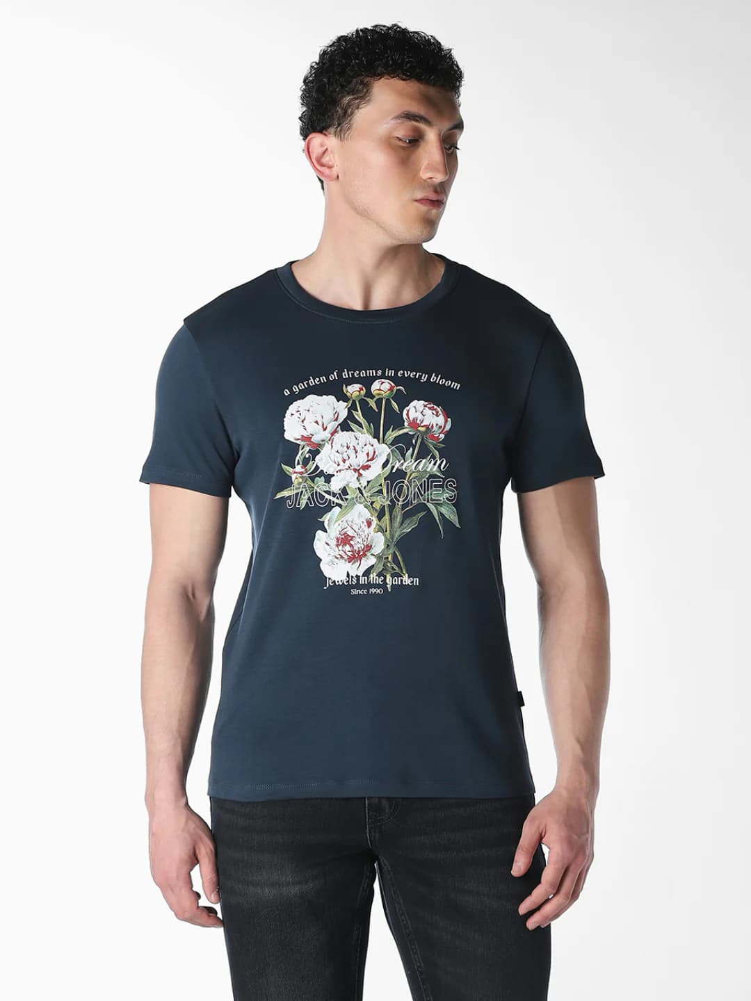 Men's Blue Casual Regular Fit Half Sleeves Tshirt