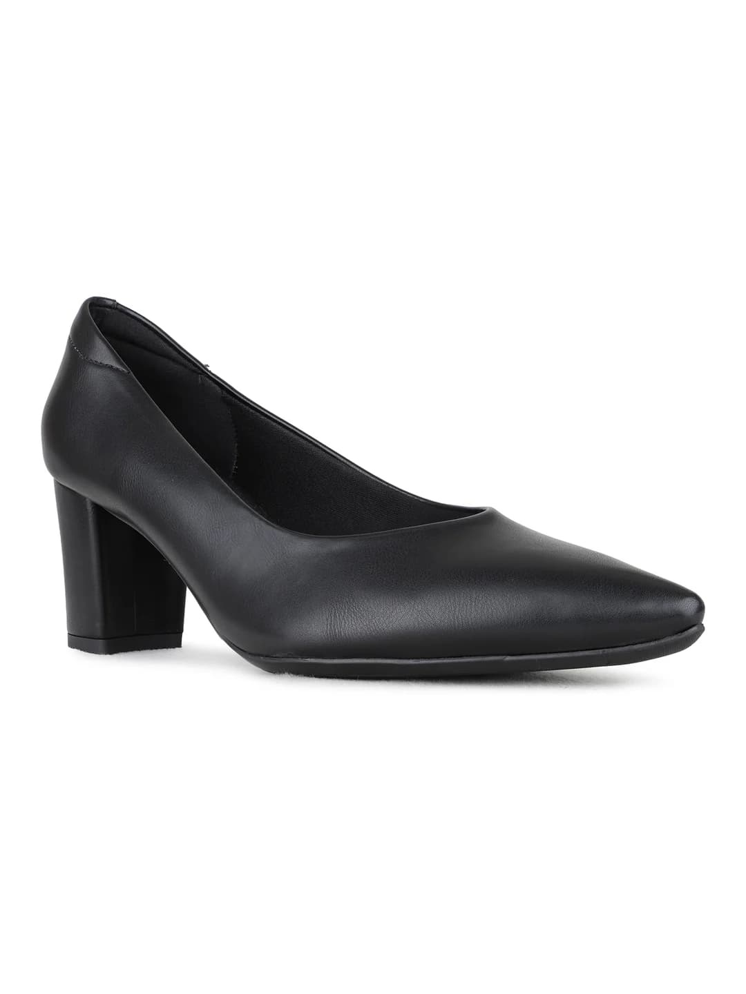 Women's Black Casual Pointy Toe Solid Pump Heels