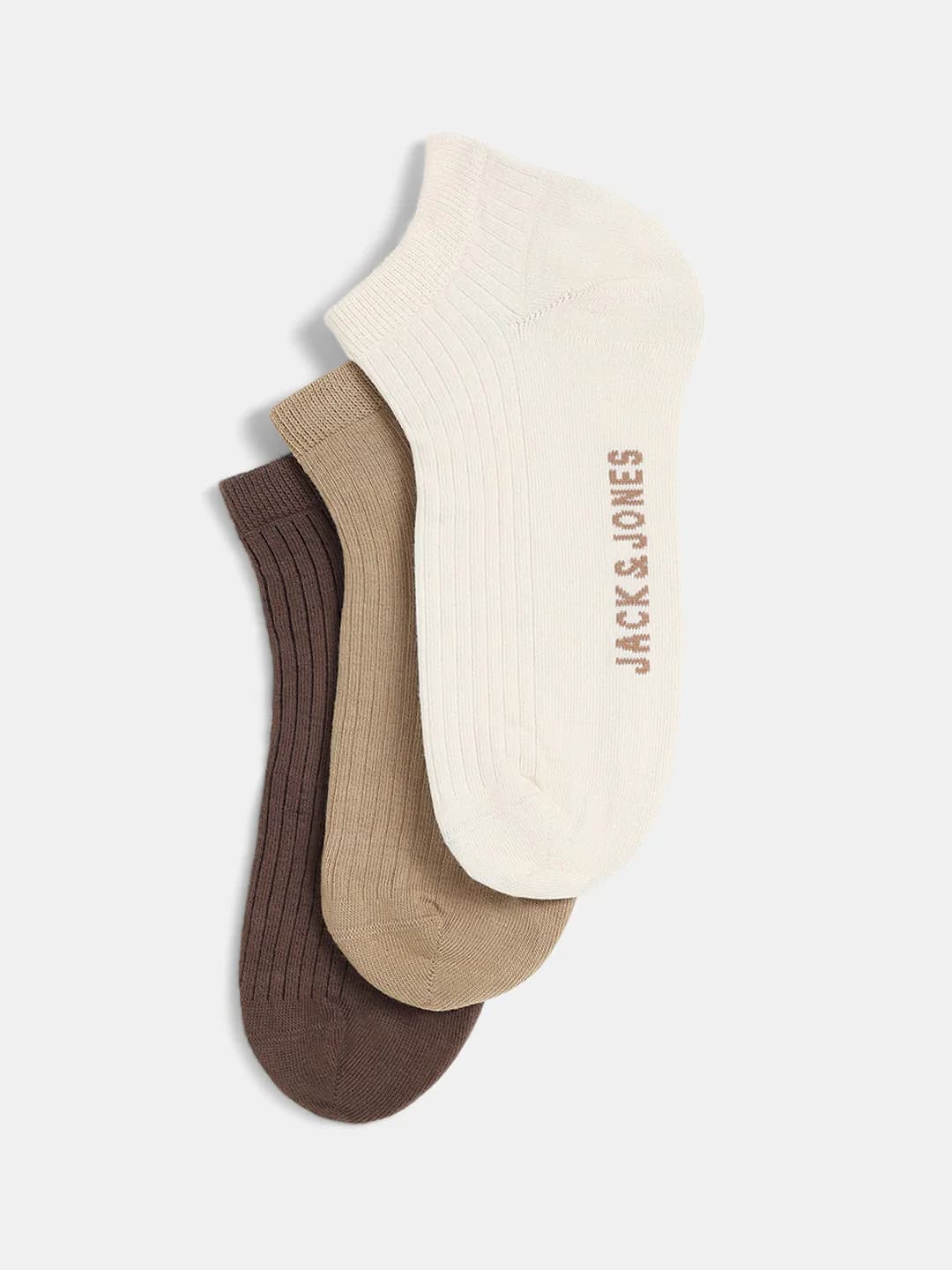 Men's Beige Casual Solid Socks - Pack of 3