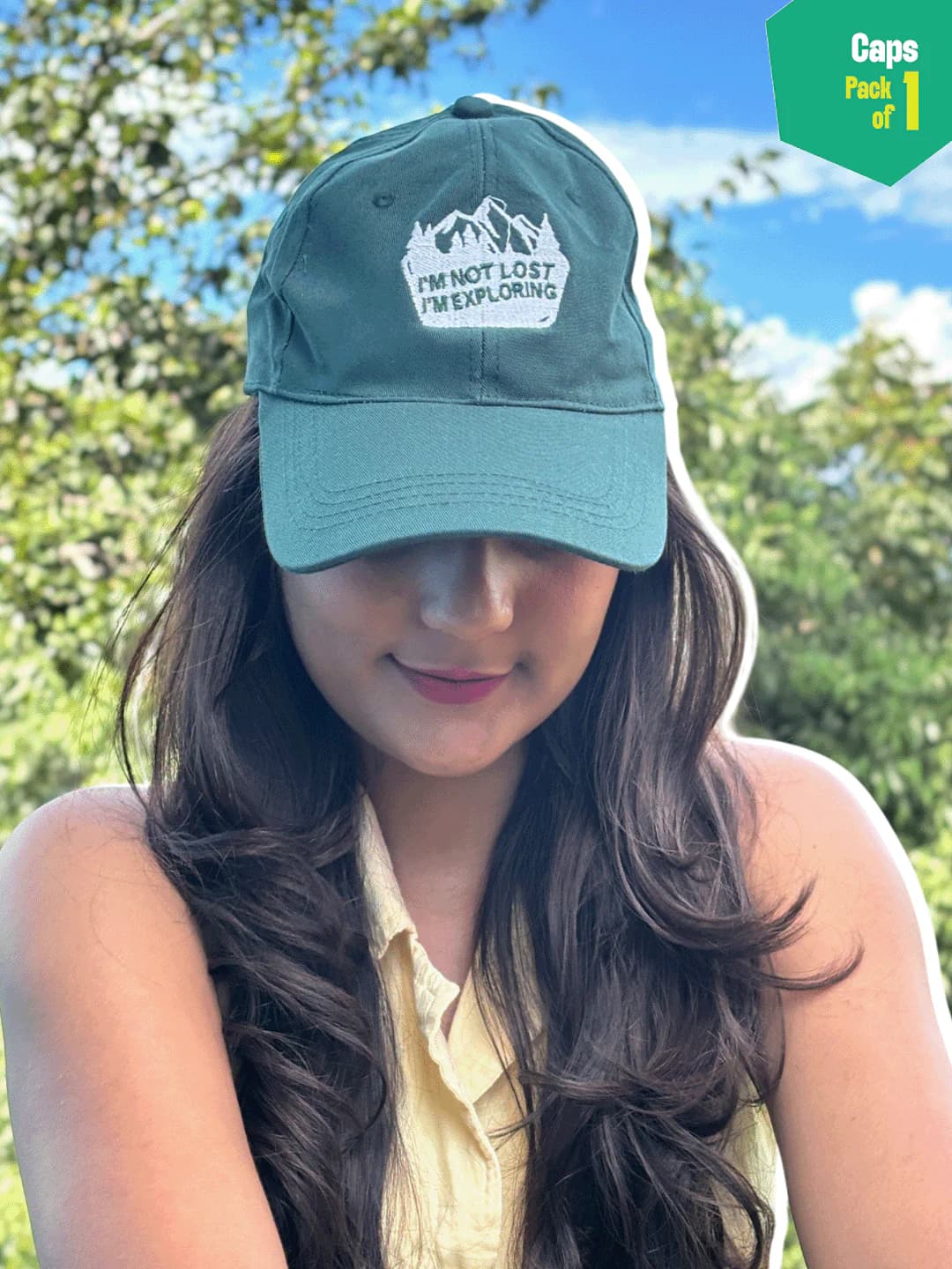 Unisex Green Globetrotter Cap - 100% Cotton - Adjustable Strap